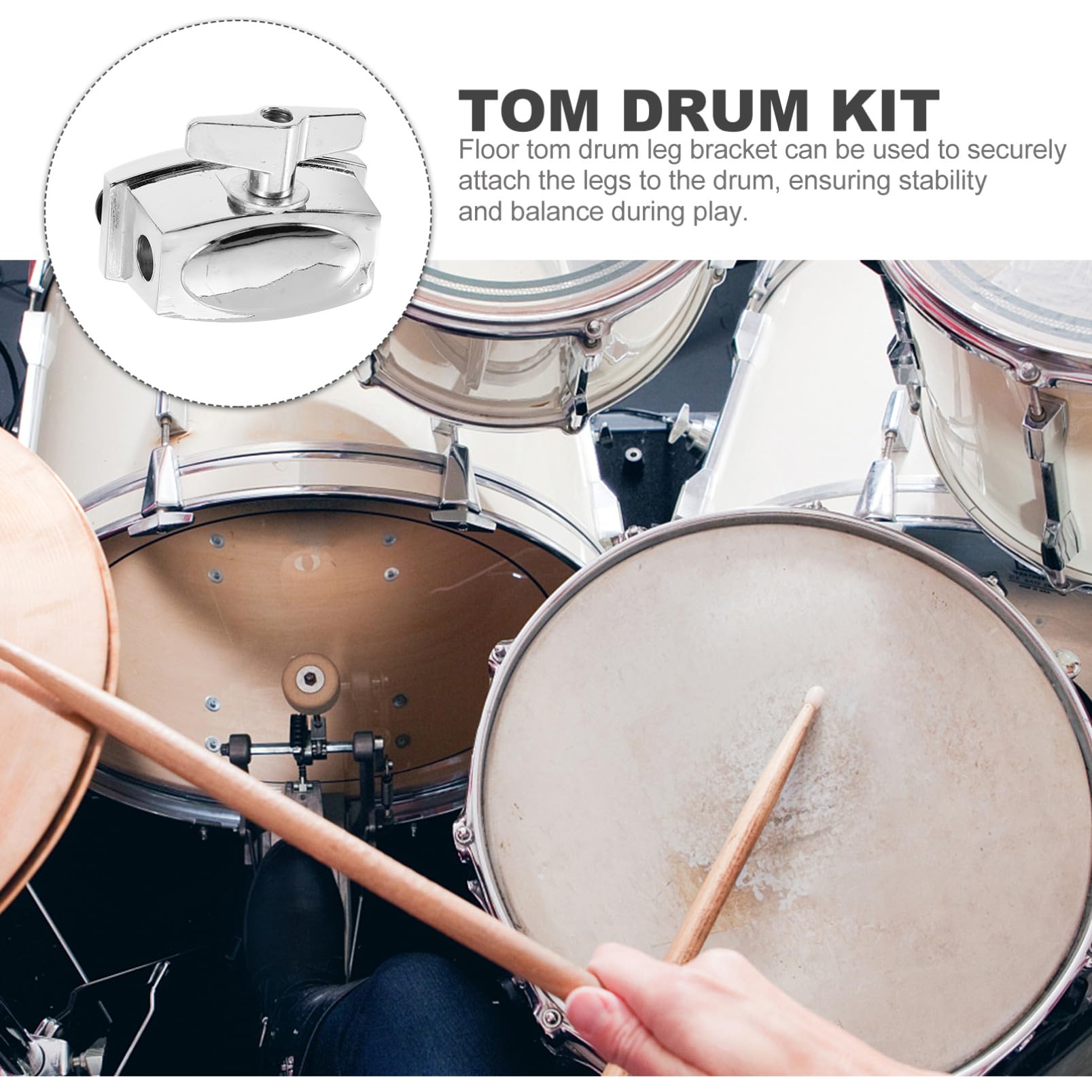 SHOWERORO Accessoire de Tom Tambour en Alliage Argenté, Support Réglable et Amovible pour Stabilité et Équilibre du Pied de Batterie