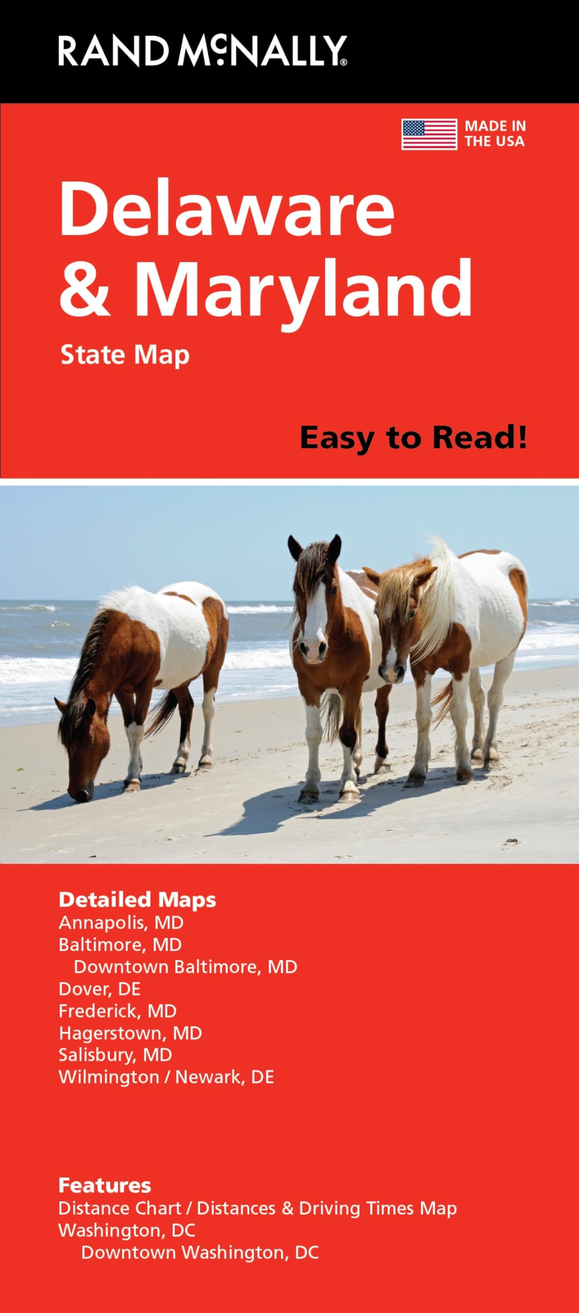 Rand McNally Easy to Read: Delaware, Maryland State Map