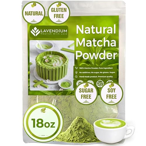 Polvo de matcha, 18 onzas (1.125 libras) en polvo de té verde matcha, 100% natural y puro, polvo de matcha sin azúcar, perfecto para grado