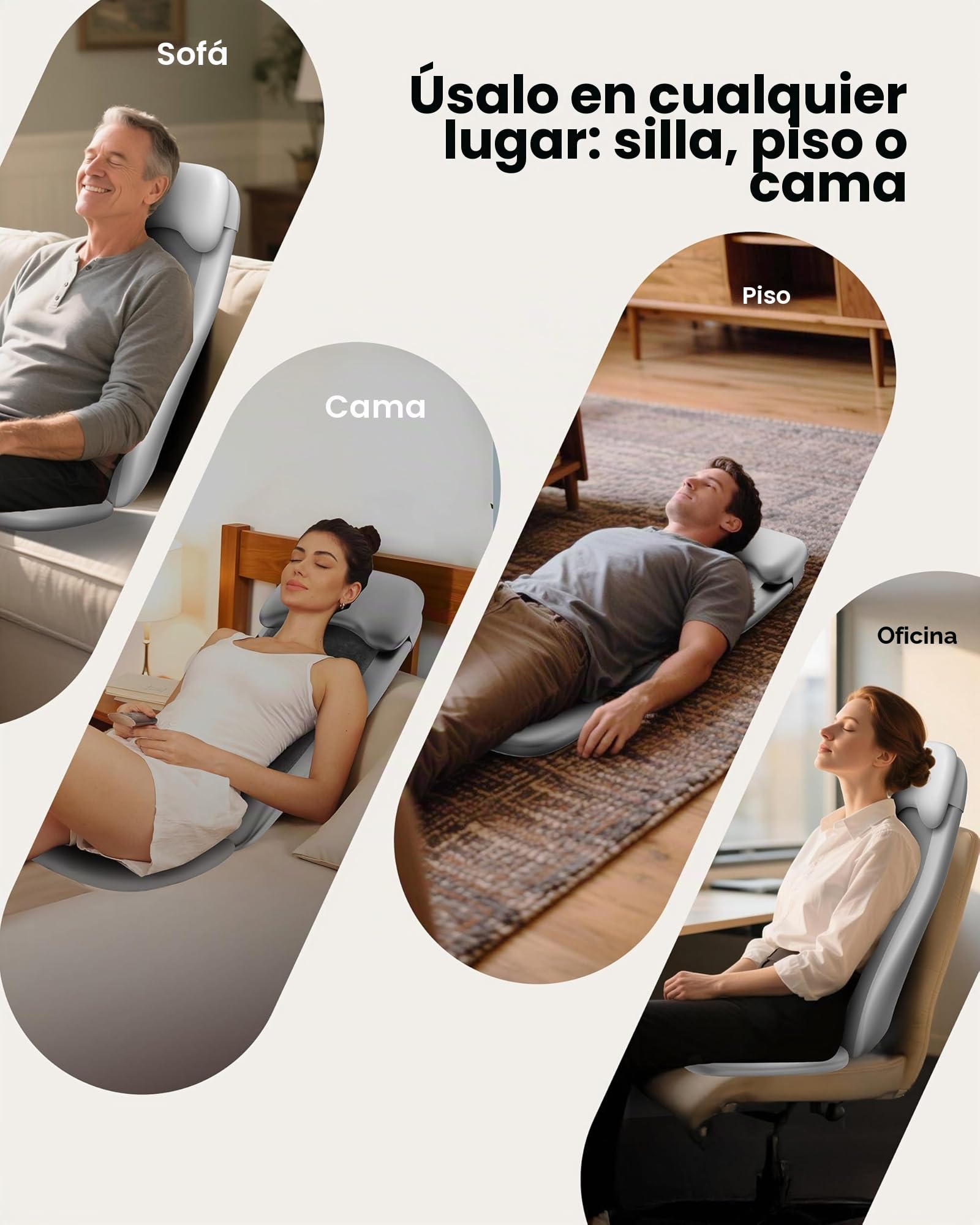 COMFIER Funda para Asiento de Masaje Shiatsu, Masajeador Cervical y Espalda, Colchoneta de Masaje con Función Calor, 3 Intensidades, para el Hogar y la Oficina