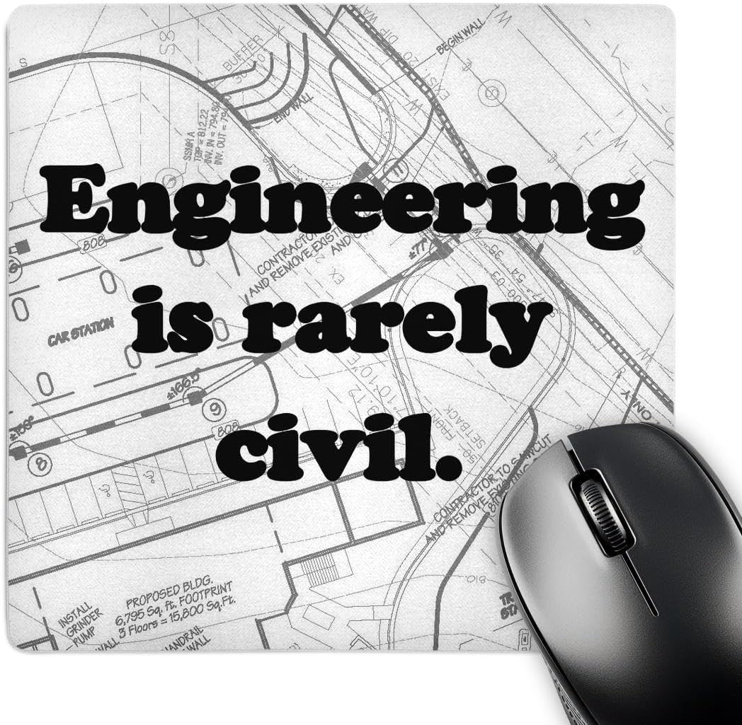 3dRose LLC 8 x 8 x 0.25 Inches Mouse Pad, Engineering is Rarely Civil Civil Engineer (mp_149859_1)