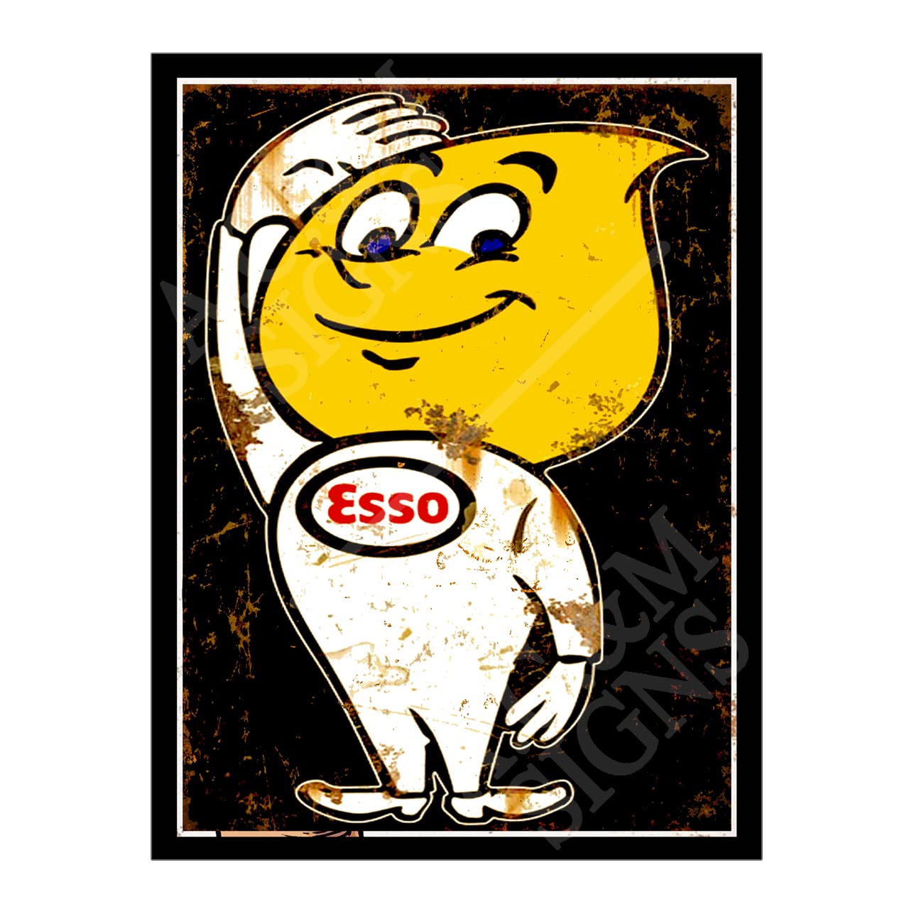 Garage Metal Sign Plaque Poster Esso Flame 10x8in — image 1