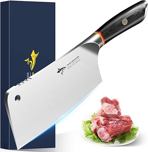 MAD SHARK Meat Cleaver, Professional 7.5 Inch Bone Chopping Butcher