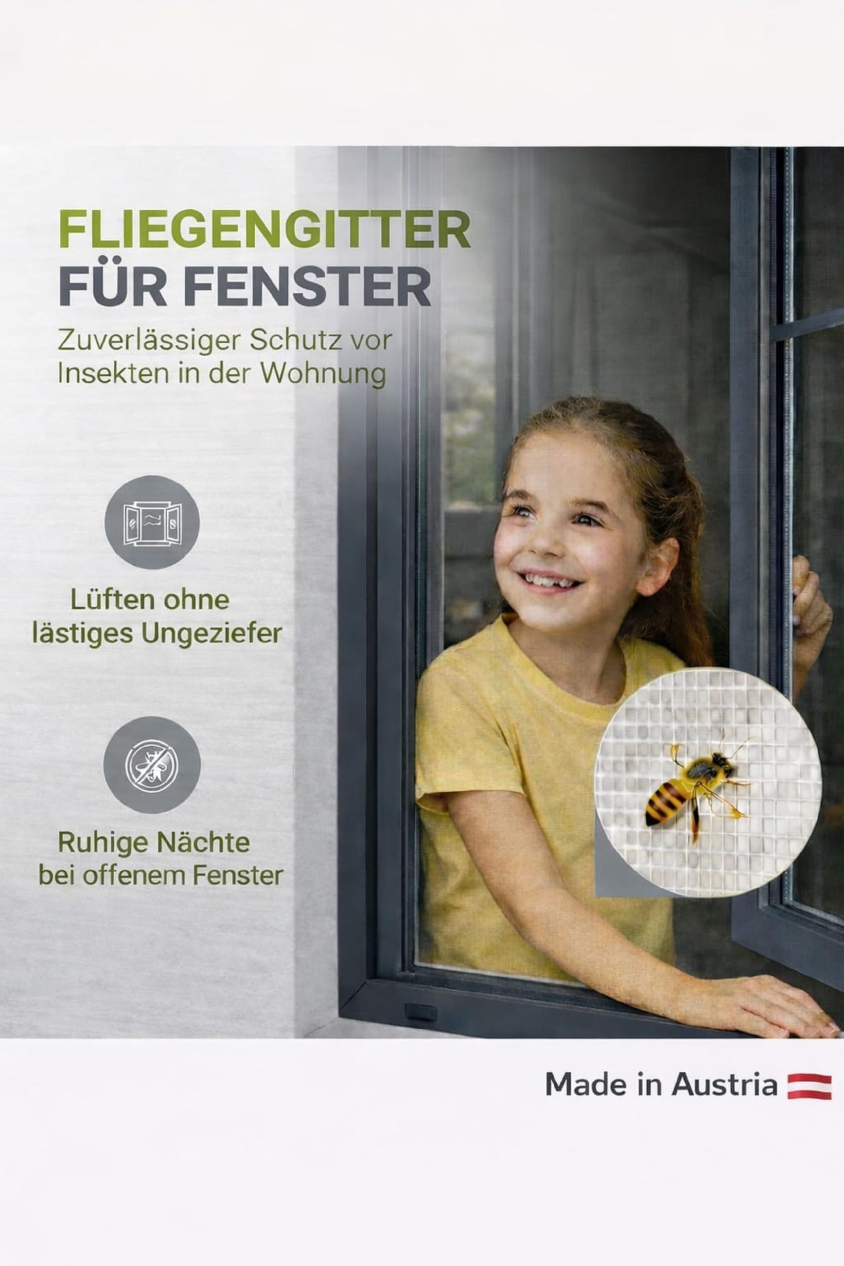 Fliegengitter- Fenster- Mücken- Insektenschutz- Alu- Weiss optimal für Rolläden (130cm x 150cm, + 16mm Einhängewinkel)