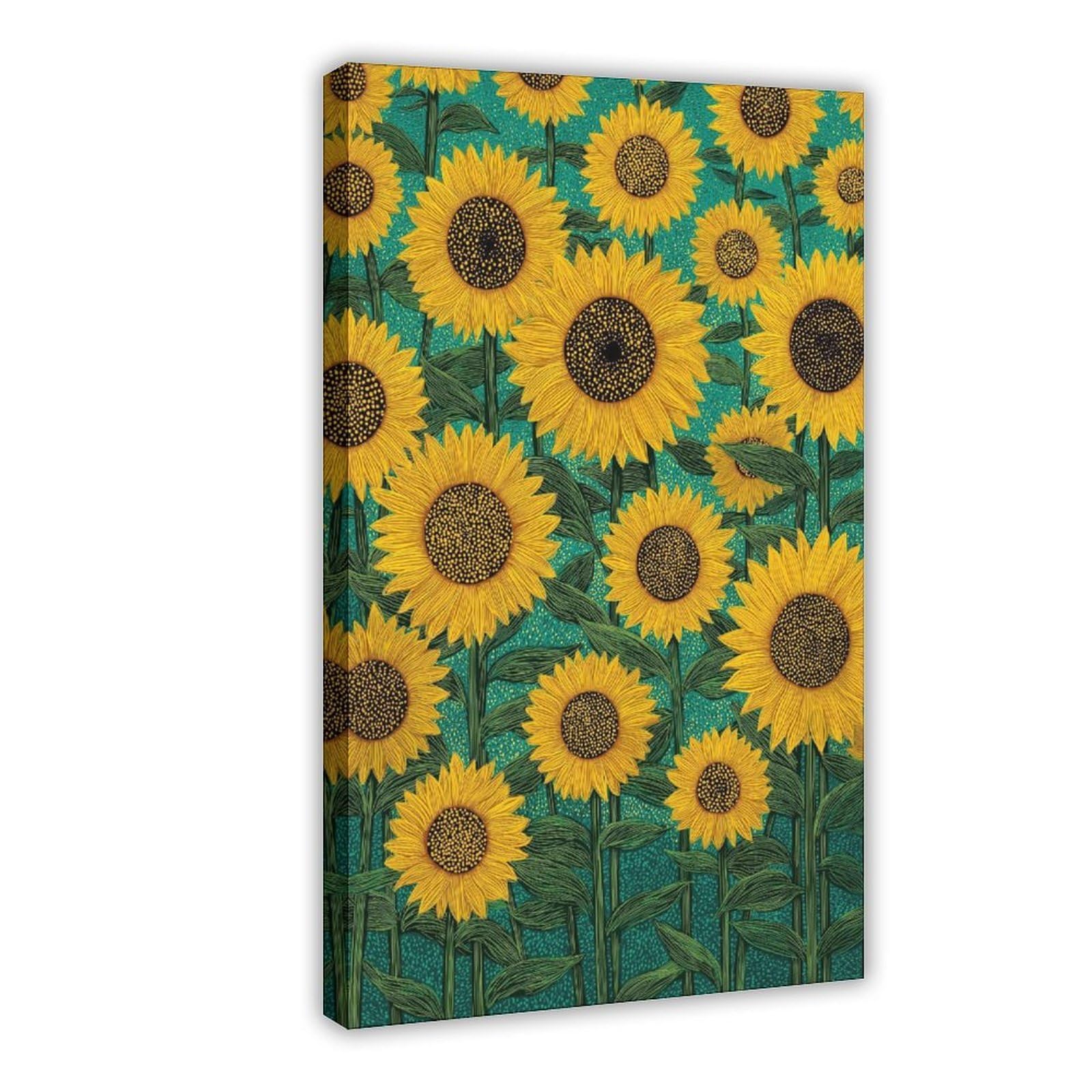 YWTJAX Sunflower Botanical Poster Canvas Poster for Bedroom Decor Gift