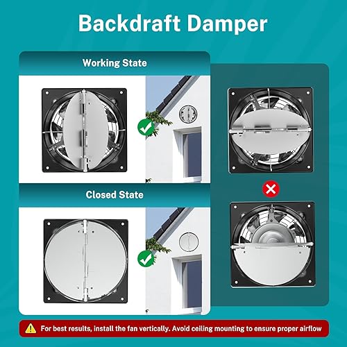 Miniatura 4 de HG Power Ventilador de escape de 6 pulgadas con interruptor, potente ventilador de escape de cocina con amortiguador, ventiladores de escape de