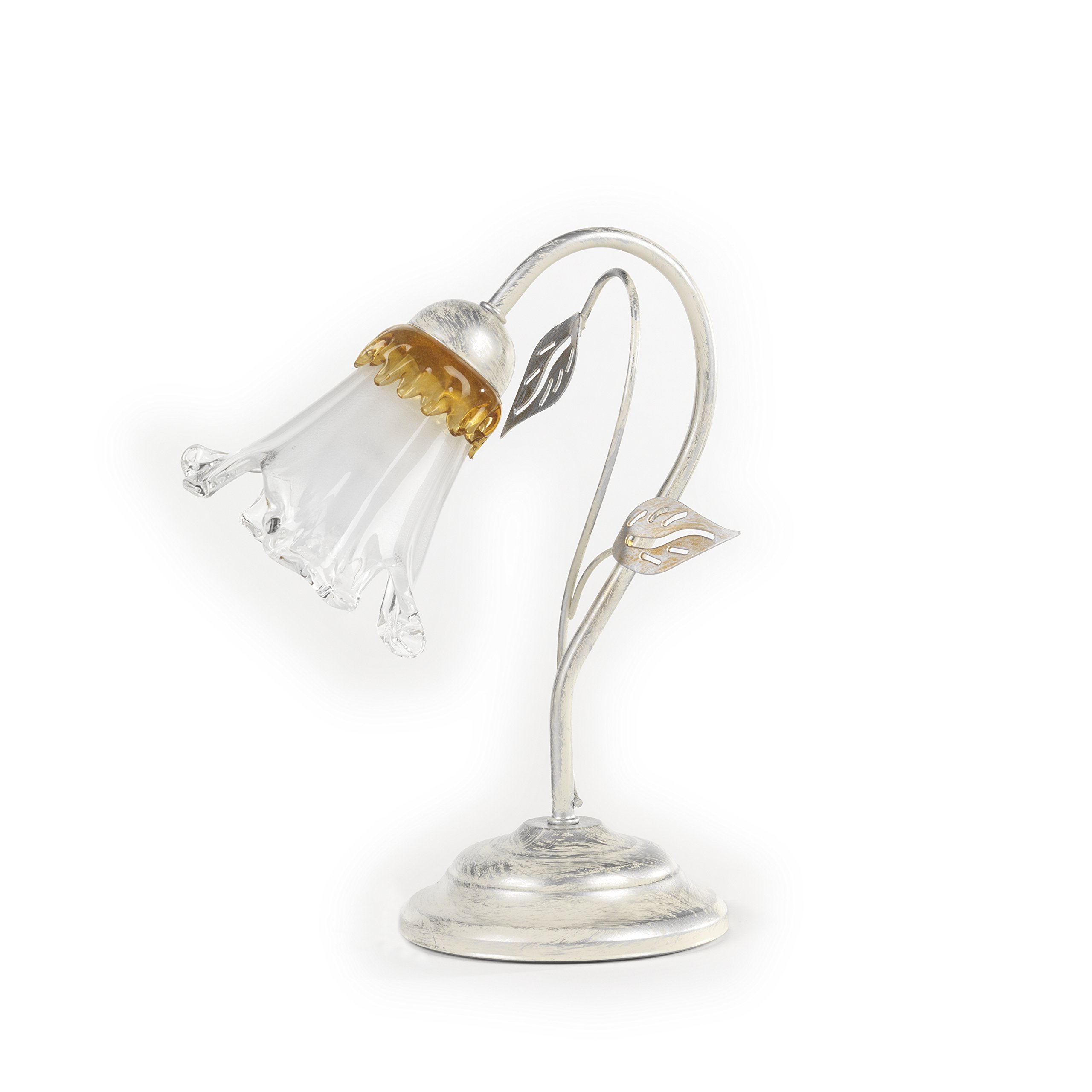 Onli 4998/L Lampada da Tavolo, Bianco/Argento/Oro, metallo;vetro