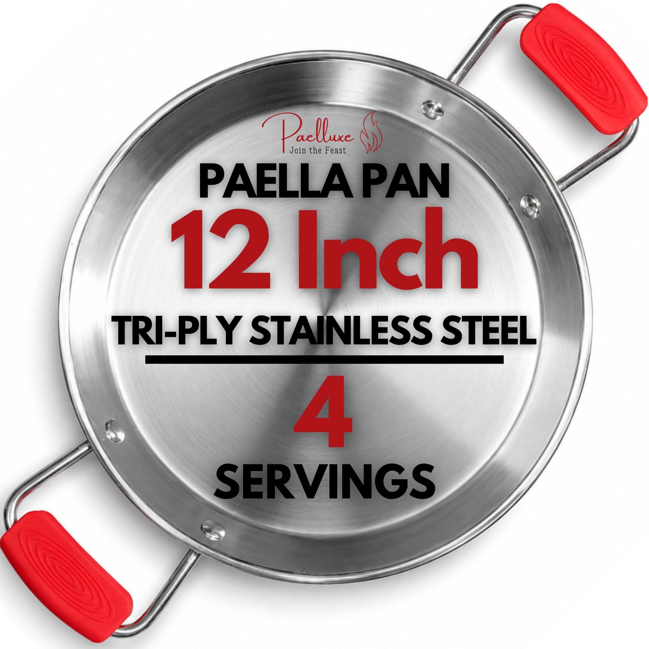 Paelluxe 20" Stainless Steel Paella Pan - Party Size -9