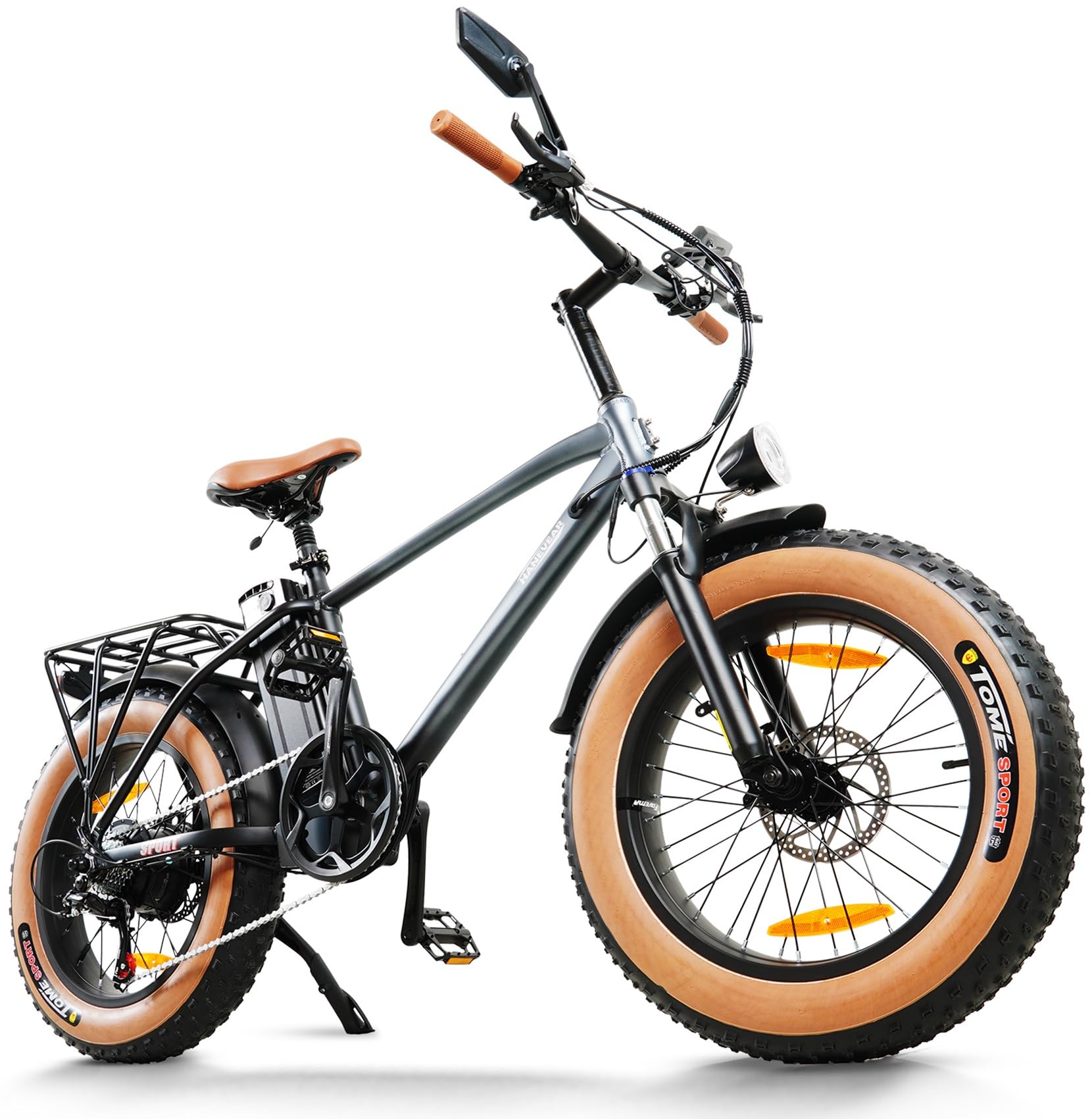 HANEVEAR Bici Elettrica Uomo, Batteria Da 48 V 18Ah Con Autonomia 80-120km, 20" x 4.0" Pneumatici Grassi e 250W 80Nm Motore Senza Spazzole, Fat Tire Bici Elettrica Sospensione Completa
