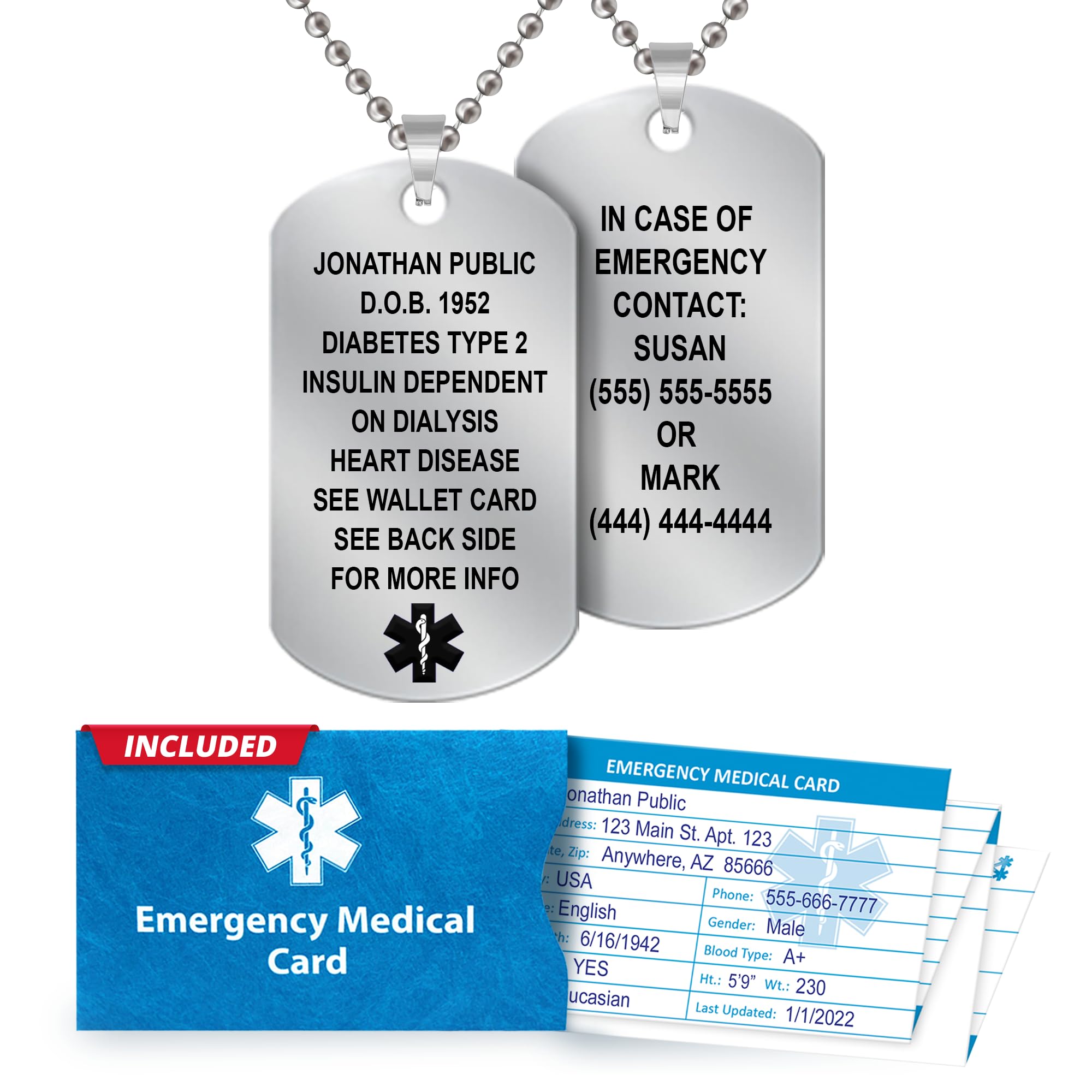 Universal Medical Data Engraved Necklace