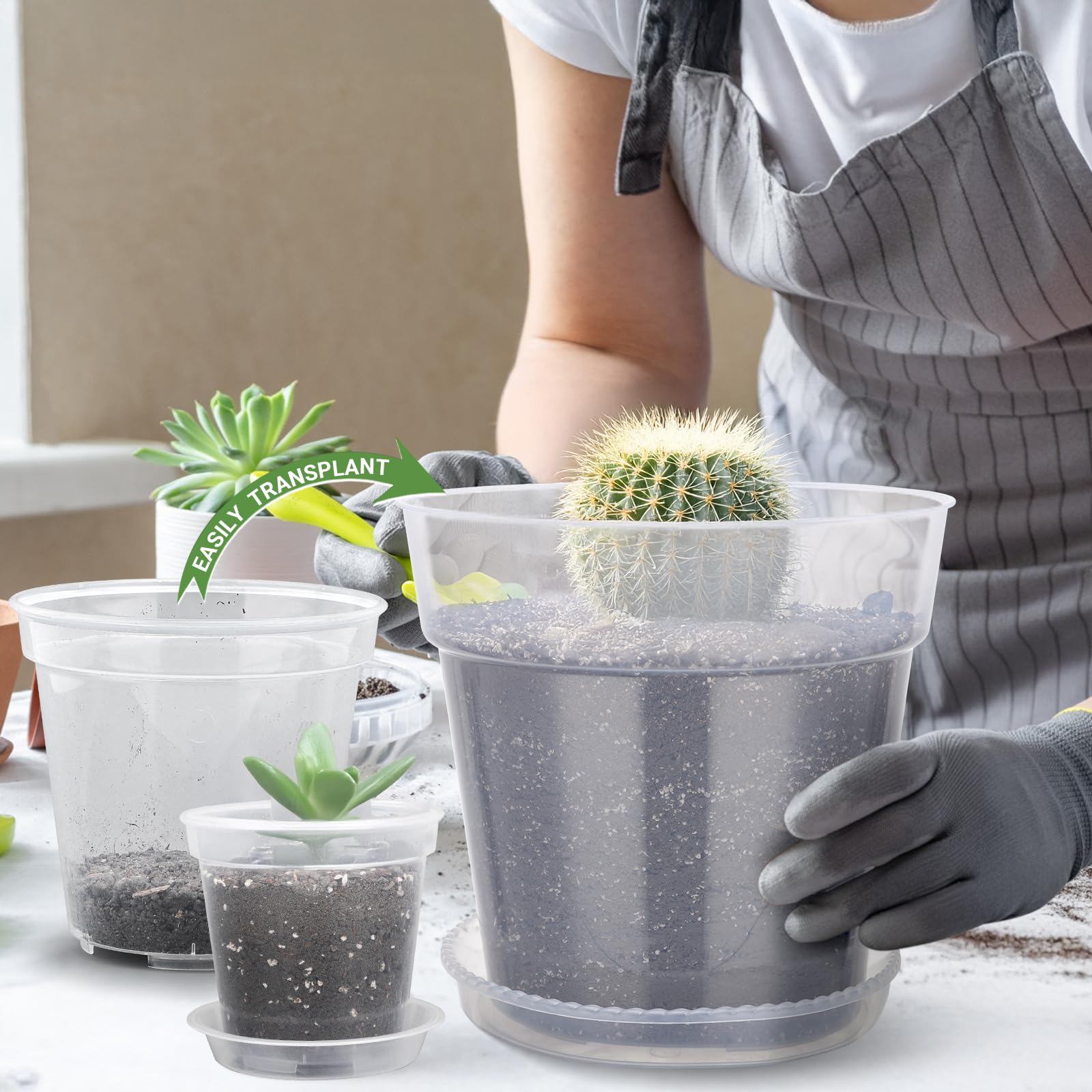 GREANER Lot de 16 grands pots à orchidée solides et robustes avec drainage en plastique transparent pour plantes de 15,2 cm, 17,2 cm, 22,4 cm, 25,4 cm, 25,4 cm, 30,5 cm