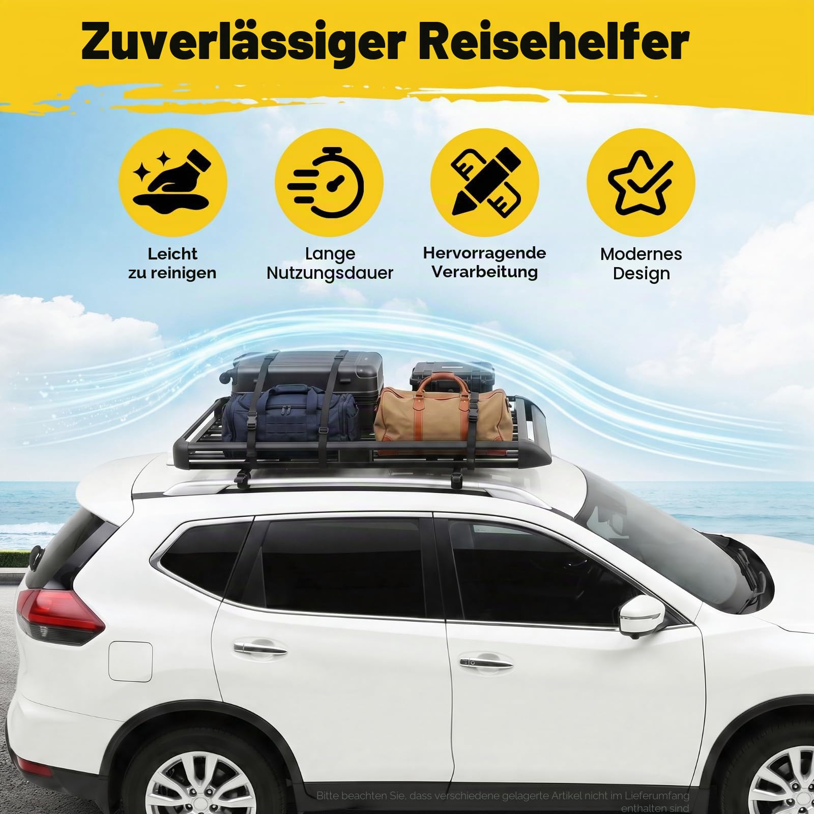 Dachgepäckträger Korb Auto Dachkorb Universal 150KG Tragfähigkeit 160CM | Dachgepäckträger Verstellbare Breite 100-135CM, Aluminium+eisen, Leicht nur 10.2KG für Suv mit Eingebauter Reling 160 * 100