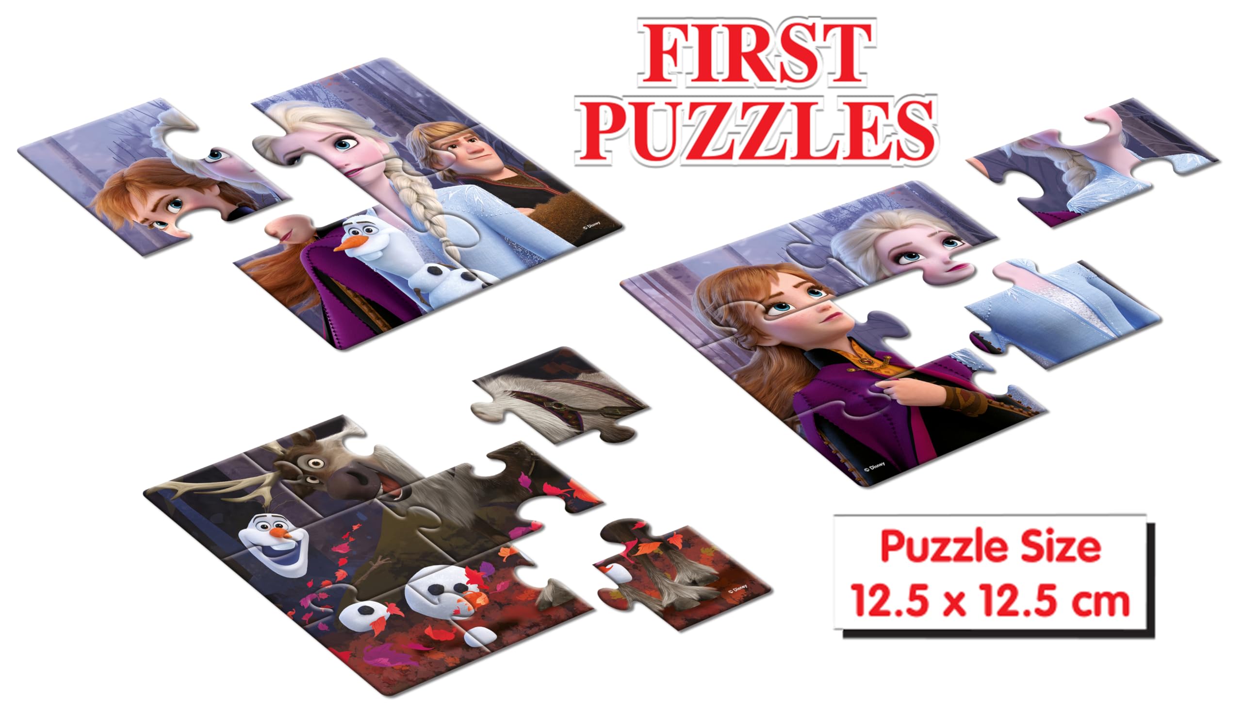 Frank Disney Frozen II First Puzzles - A Set of 3 Jigsaw Puzzle for Kids Above 3+ Years - Fun & Challenging Brain Booster Games - for Focus and Memory - 13706 1