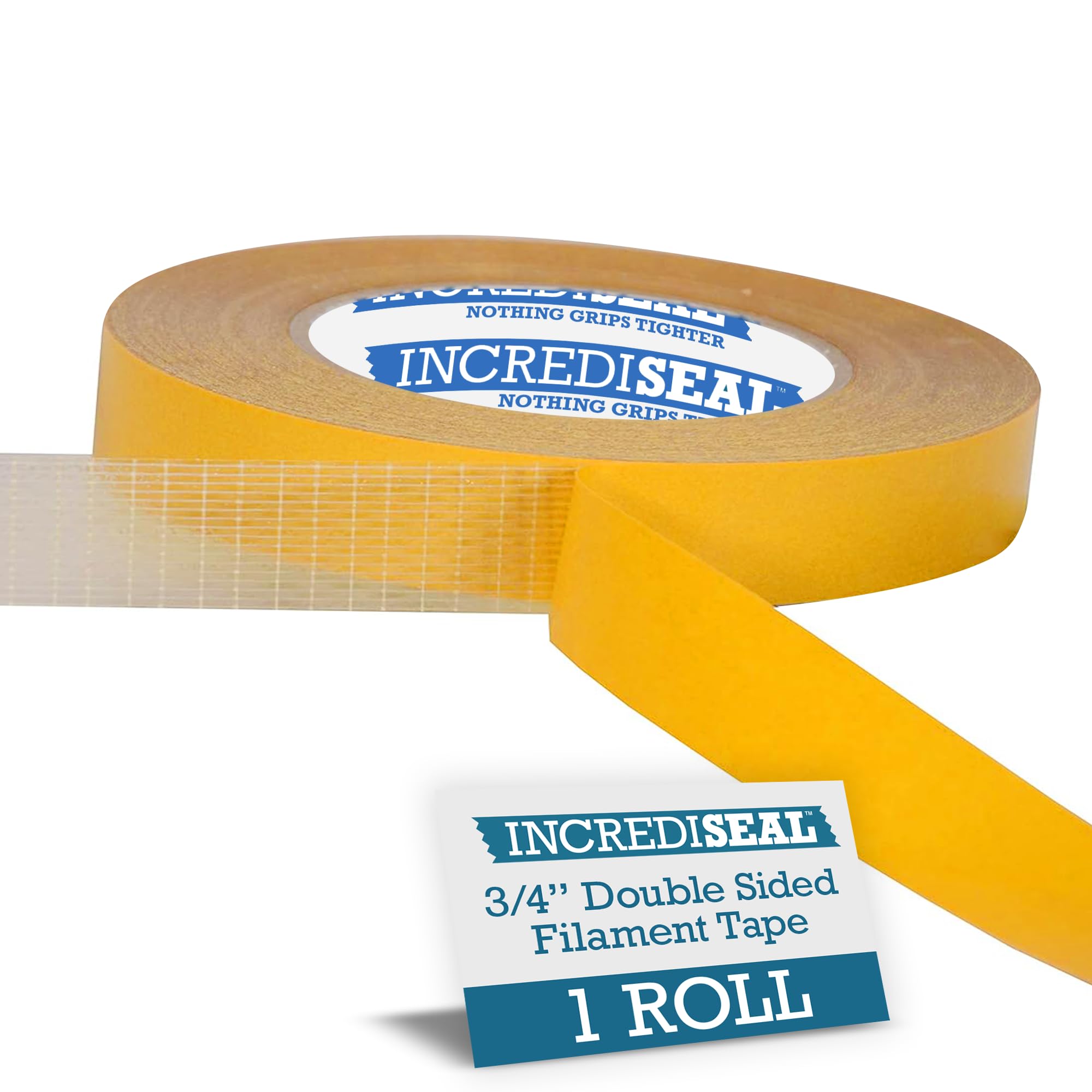 IncrediSeal 3/4" Double Sided Bi-Directional Fiberglass Reinforced Filament Banner Hemming Mounting Tape, 36 Yards, 9.0 Mil, Heavy Duty Industrial,