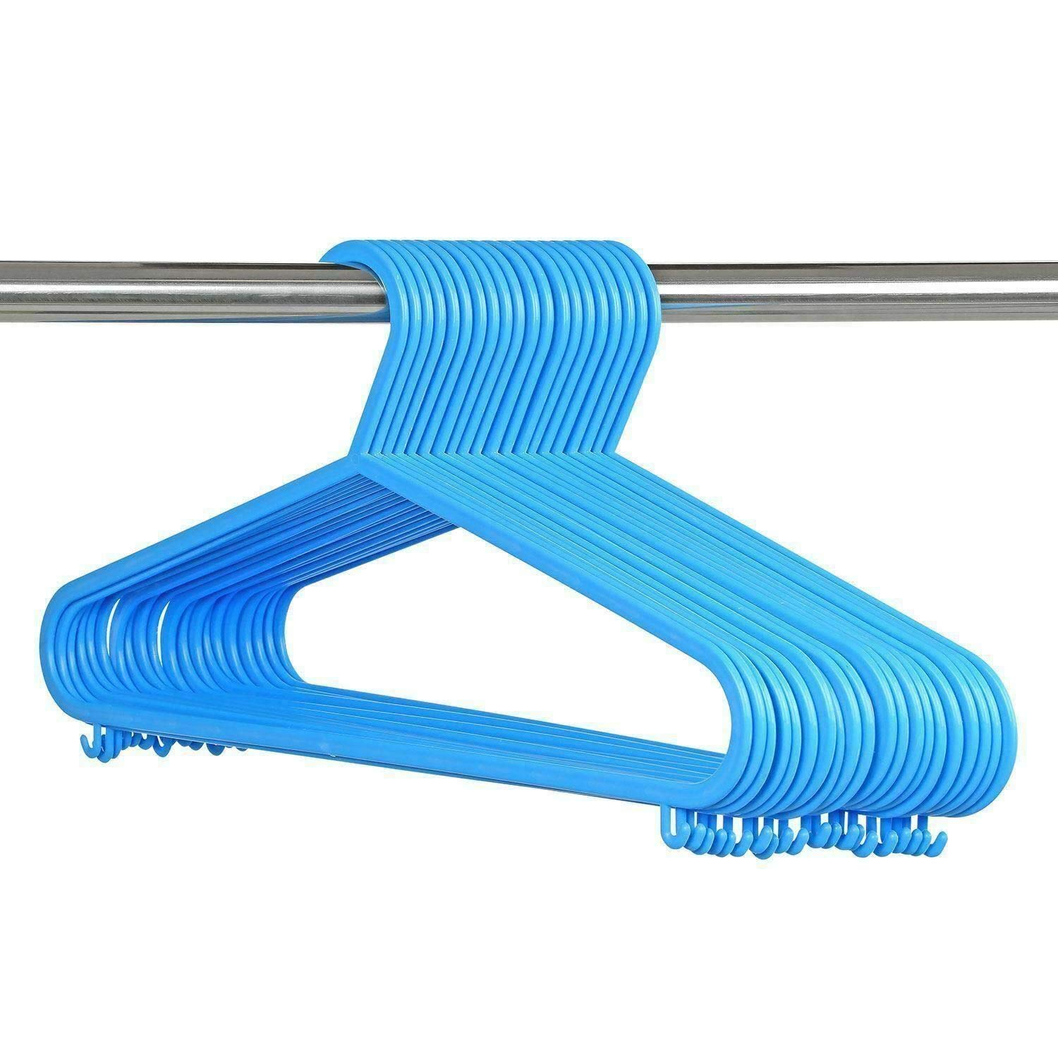 SmashingDealsDirect Adult Strong Plastic Clothes Hanger Coat Dress Skirt Garment Wardrobe Hangers (Blue, 20)