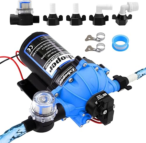 Miniatura 9 de Bomba de Agua para RV, Bomba de Presión de Agua de 12 V CC con Interruptor de Presión, Diafragma Autocebante 4.0 GPM 45 PSI, para RV, Marina, Yate