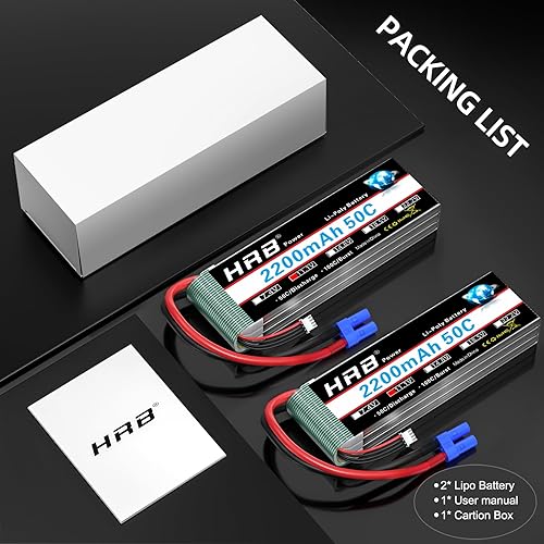 Miniatura 7 de HRB 2 unids 3S 2200mAh Lipo Batería EC3 50C Shorty 11.1V RC Lipo Batería Compatible con RC Car RC Avión RC Camión RC Barco
