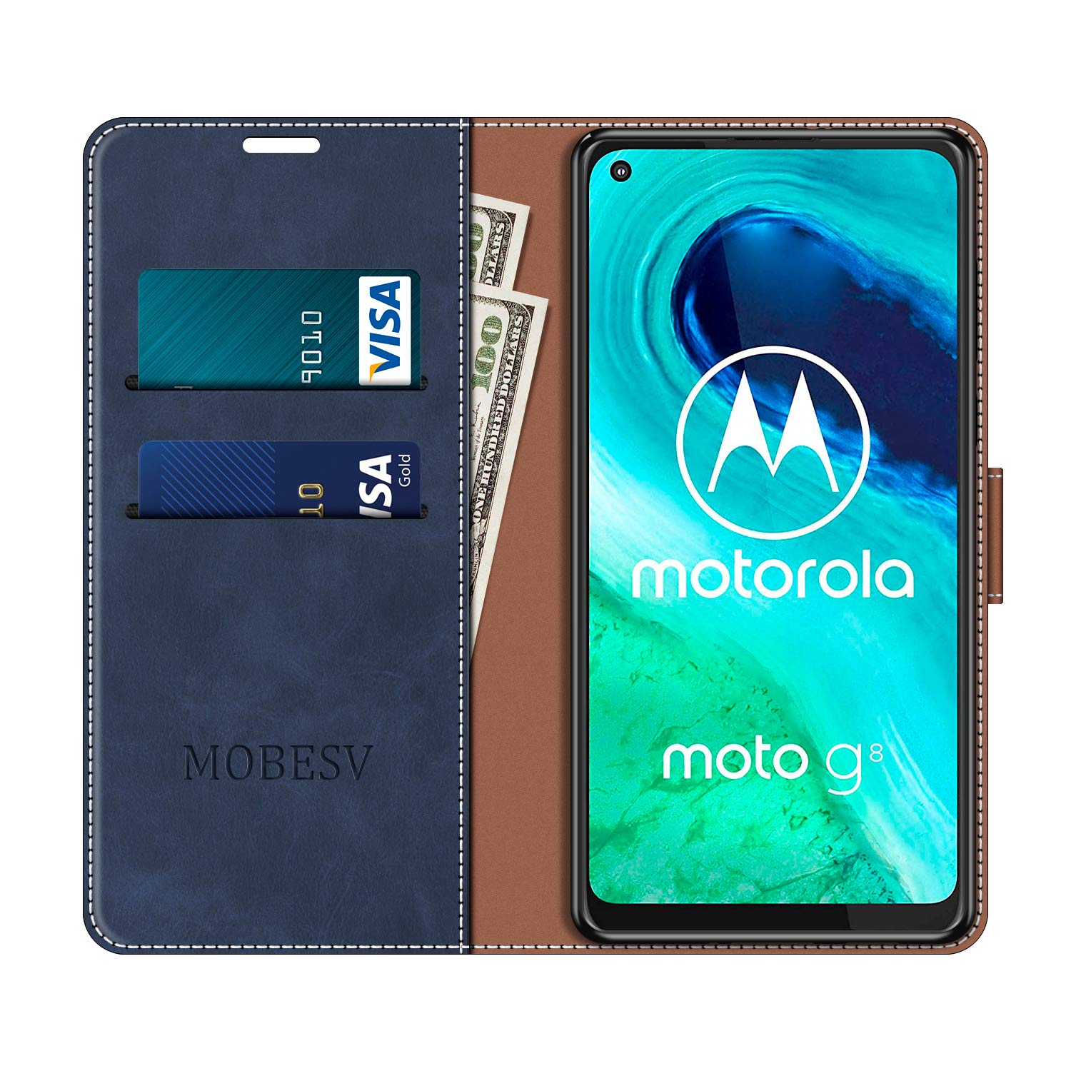 HualuBro Klapphülle Für Motorola Moto G8 – Retro-Leder-Optik, Mit Kartenfächern, Magnetverschluss & Ständerfunktion