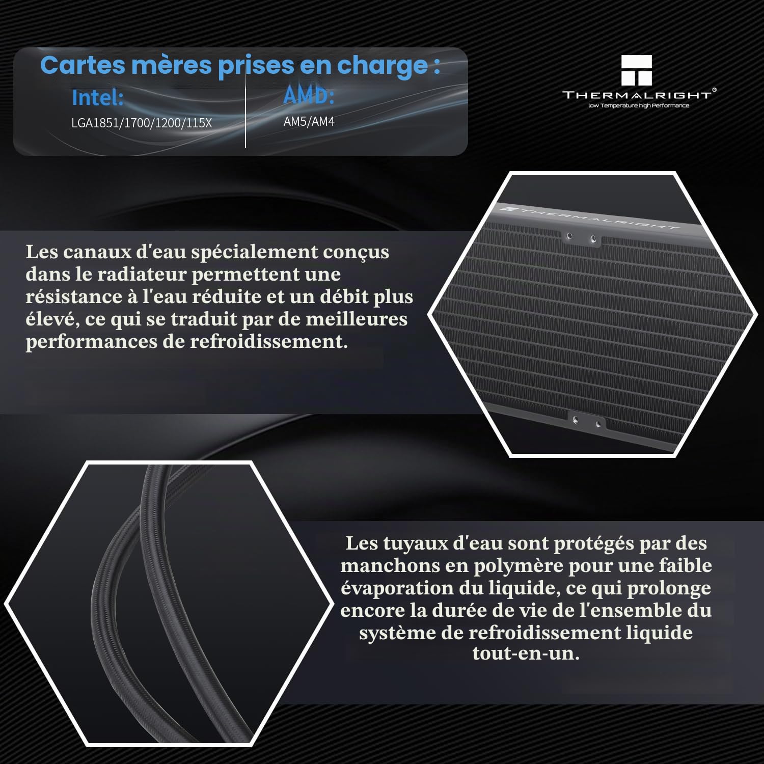 TR Refroidisseur d'eau pour CPU Frozen Edge 240 noir avec ventilateurs PWM, vitesse de pompe 3300RPM, roulements S-FDB, pour AMD AM4/AM5,Intel LGA1150/1155/1200/1700/2011(FE240 Black)