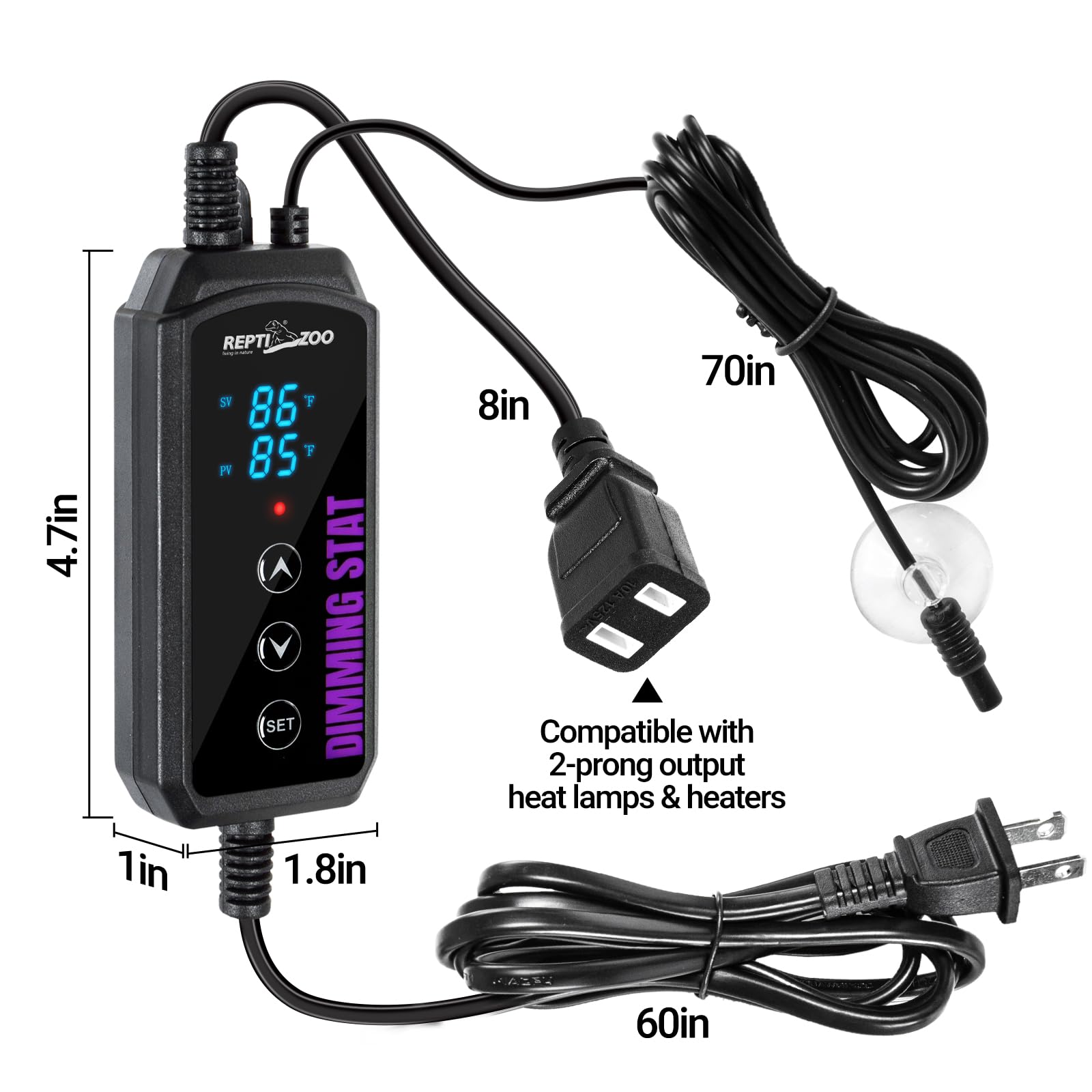 REPTI ZOO Reptile Dimming Thermostat, PID Heat Lamp Temperature Controller with LED Digital Screen for Reptile Heat Lamp Heat Mat & Heaters, Memory Function - image 8