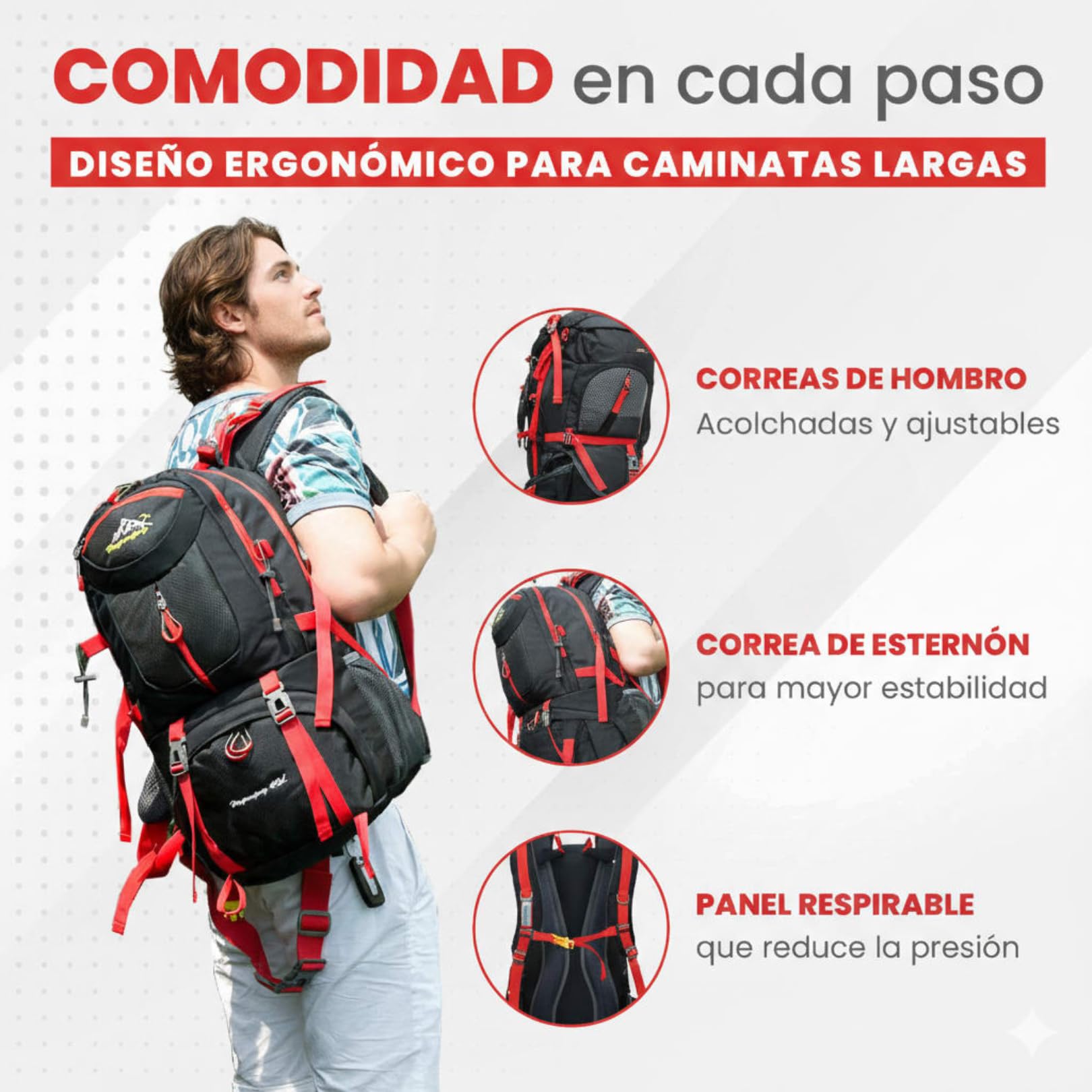 Zaino da trekking 40 l – Zaino da montagna leggero e resistente per escursioni, viaggi e uso quotidiano, uomo e donna