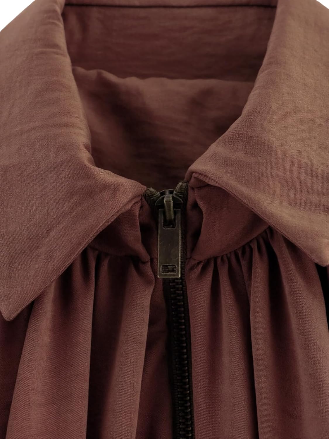 Womens Puffed Bomber Oversized Jacket Batwing Sleeve Streetwear Lapel Collar Zip Front Pleated Blouse Shirt - Image 5