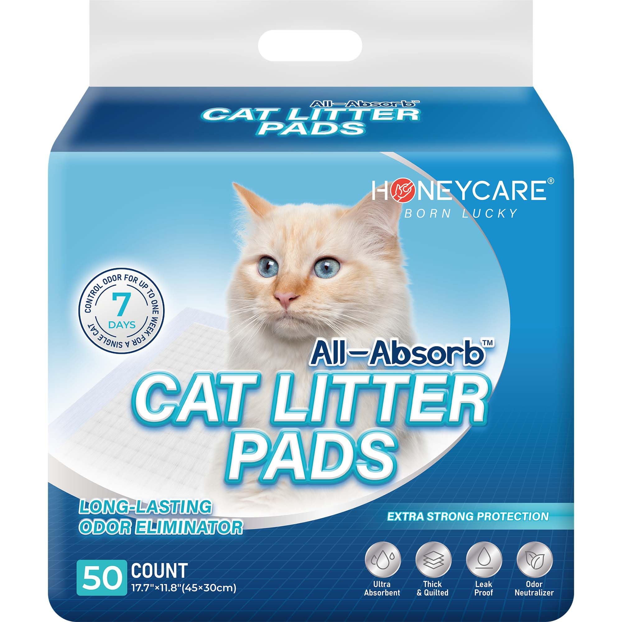 HONEY CAREAll-Absorb Cat Litter Pad Refills for Litter Box, 17.7x11.8, 50 Count