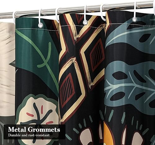 Miniatura 3 de MitoVilla Juego de cortinas de ducha florales con ganchos, anillos de cortina de ducha de metal moderno de cristal para accesorios de decoración de