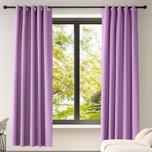 Miniatura 45 de Cortinas opacas con aislamiento térmico azul para oscurecer la habitación, 72 pulgadas de largo para sala de estar, cortinas con ojales de 42 x 72