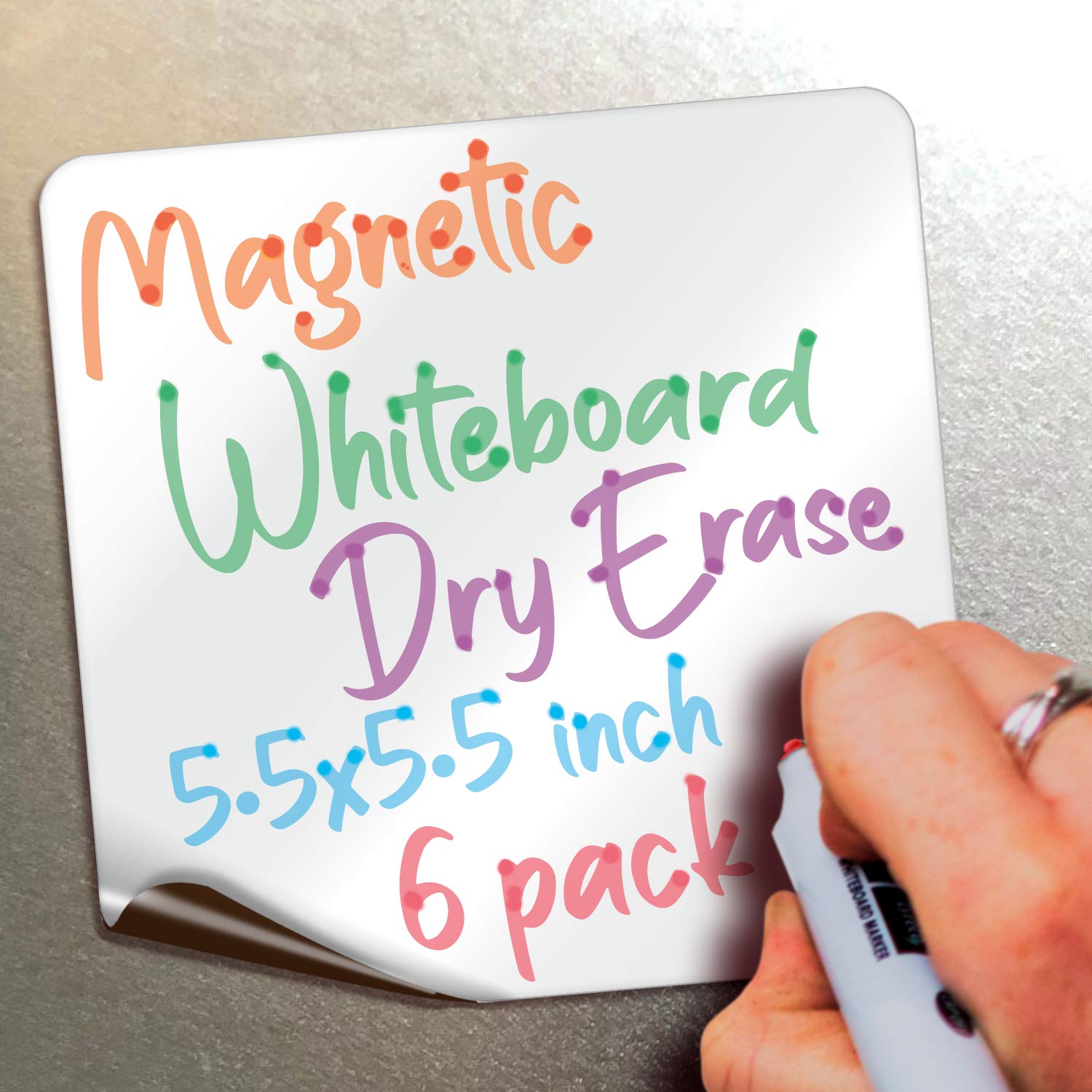 iSYFIX Magnetyczne notatki suchościeralne do tablicy, 14 x 14 cm, 6 sztuk, kwadratowe, dekoracyjna tablica magnetyczna do kuchni, dekoracji, biura, list artykułów spożywczych, metalowych pudełek
