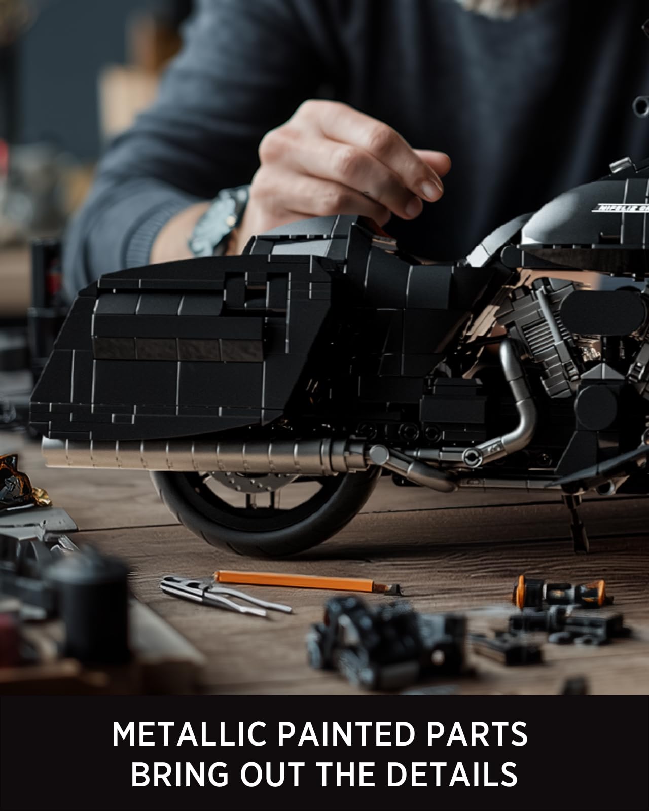 Nifeliz Kit de Construction de Moto Cruiser pour Adultes, Modèle de Motocyclette aux Détails Réalistes, Cadeau Collectionnable pour Passionnés de Moto (1 339 Pièces, NF10356) - 4