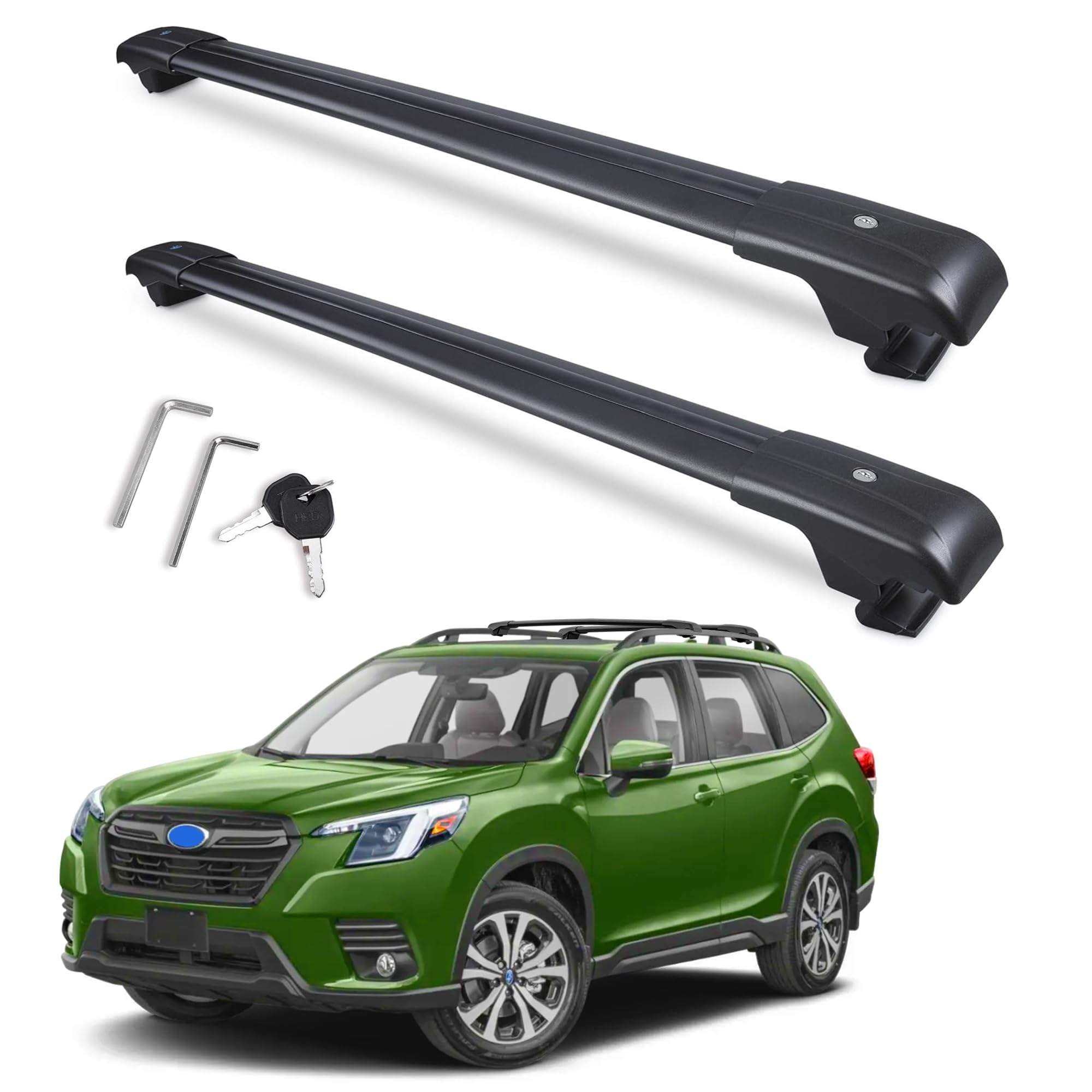 Autekcomma Max Loading 260lb Heavy Duty Lockable Roof Rack Cross Bars Replacement for Forester 2014-2024/ Crosstrek 2013-2017/Impreza 2012-2021 Black with Anti-Theft Locks (ONLY FIT Factory Rails)