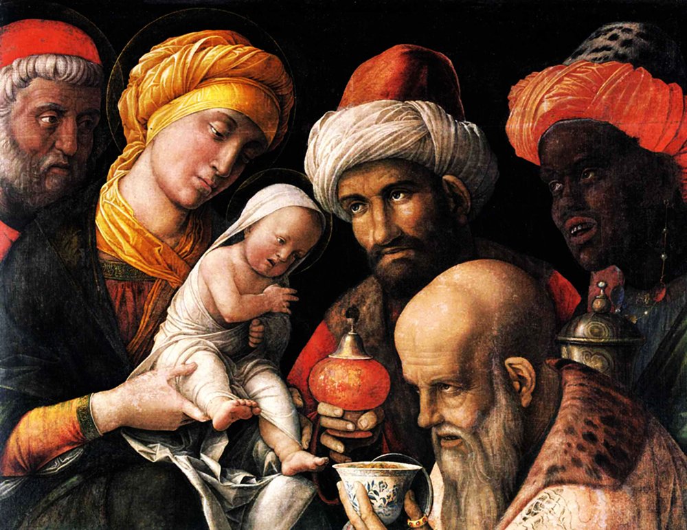 Tableau Adoration of The Magi par Andrea Mantegna, grand format mat avec cadre marron
