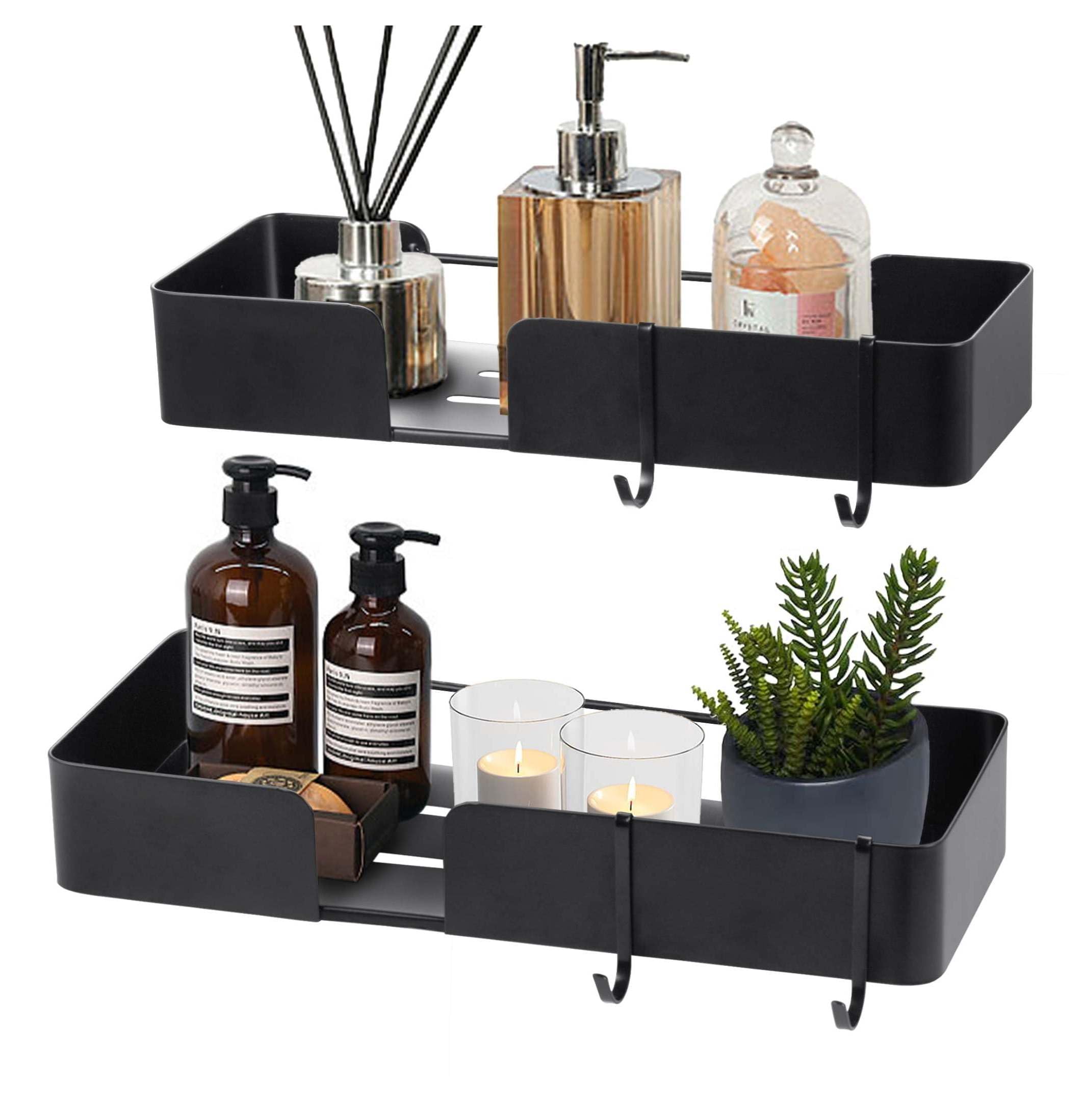 Floating Shower Caddy 2-Pack No Drill Bathroom Shelves - Adhesive Wall Mounted Organizer for Kitchen Bedroom Toiletries Decor