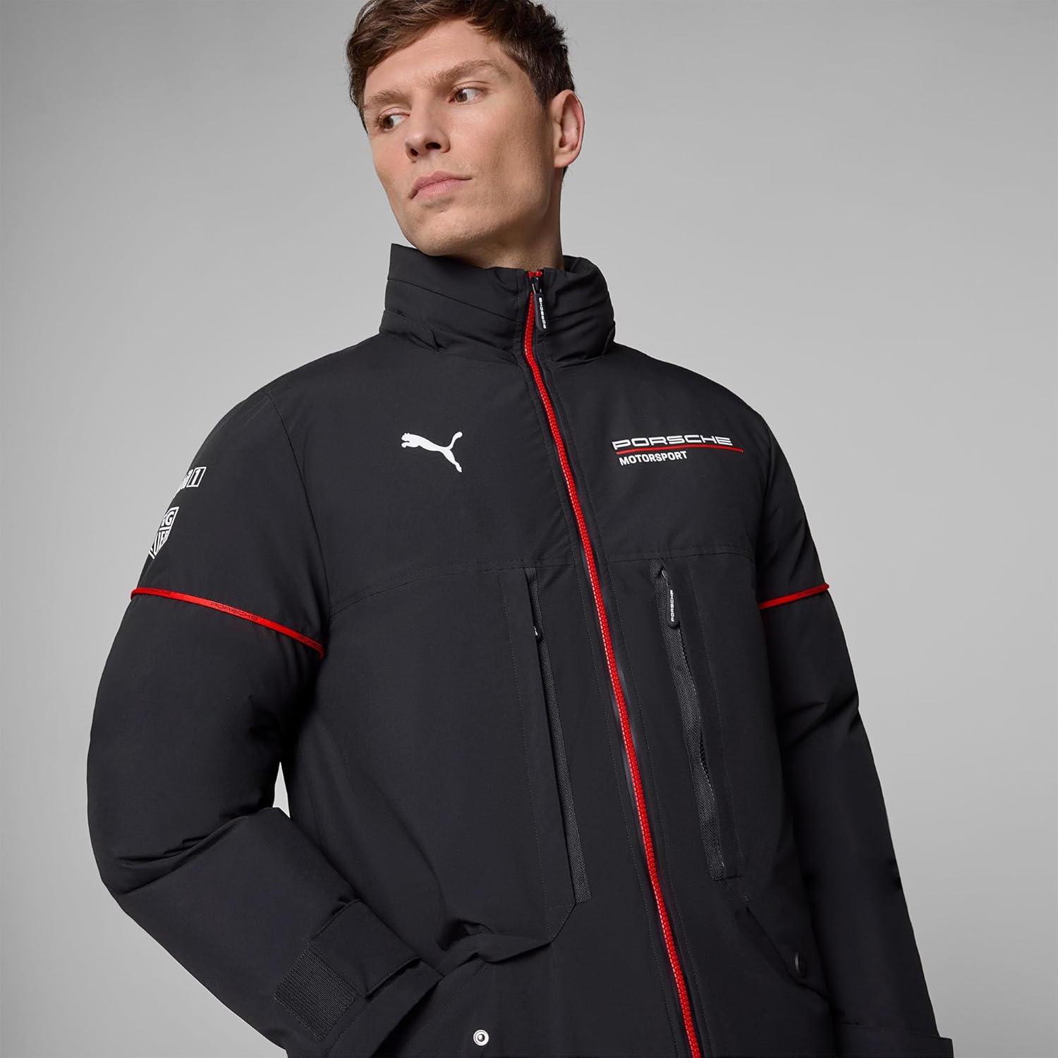 PUMA Porsche Motorsport Men's Team Winter Jacket with Padded body, sleeves and hood - Black