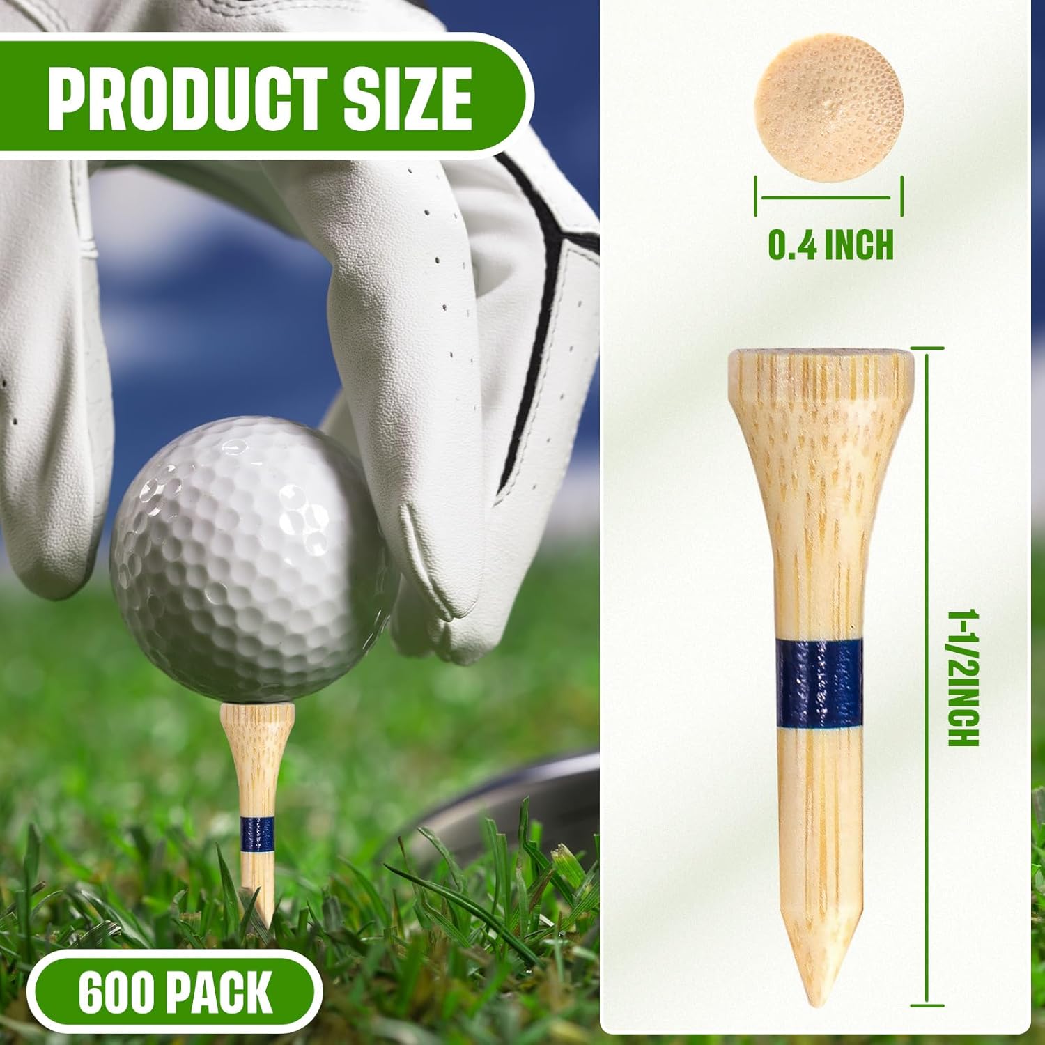 Mudder 600 Pack Golf Tees Bulk Wooden Golf Tees Multicolor Wood for Men Balls Accessories