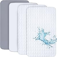 Vista 12 de Biloban Pack and Play - Juego de 4 fundas protectoras de colchón impermeables, ultra suaves, grises, resistentes al ruido, lavables a máquina
