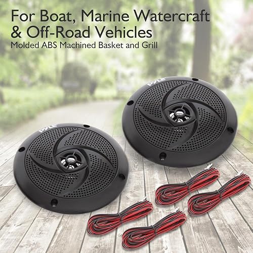 Miniatura 3 de Pyle Altavoces marinos impermeables de 6.5 pulgadas en negro - PLMRS63BL y cubierta estéreo marina resistente al agua, color humo, protector de