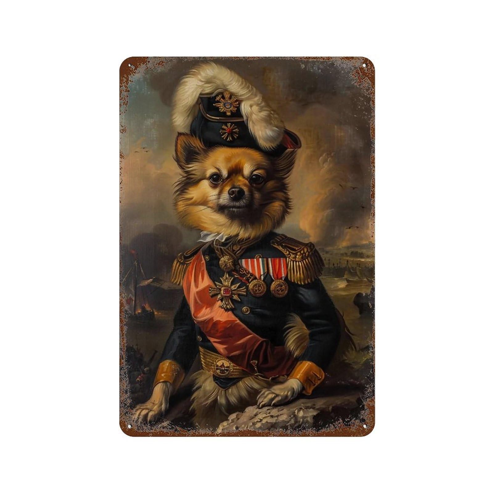 YHGERTKU Napoleon Pomeranian 02 Wall Art Retro Iron Vintage Metal Tin Sign Poster Modern Decor for Living Rooms Gift 30x20cm