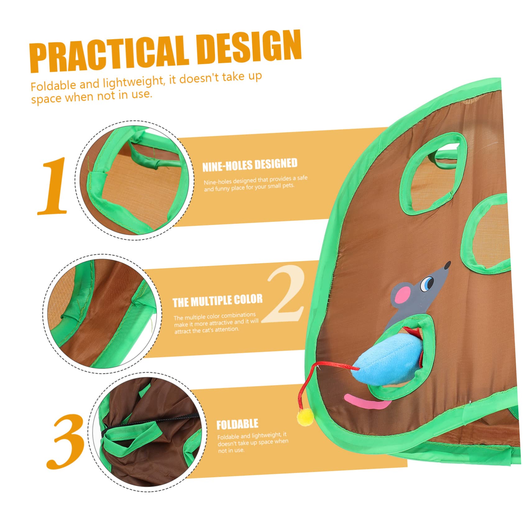 DOITOOL 4juegos Túnel Interactivo para Gatos Diseño De Nueve Agujeros Juguete De Exploración para Estimulación y Ejercicio Diario De Mascotas