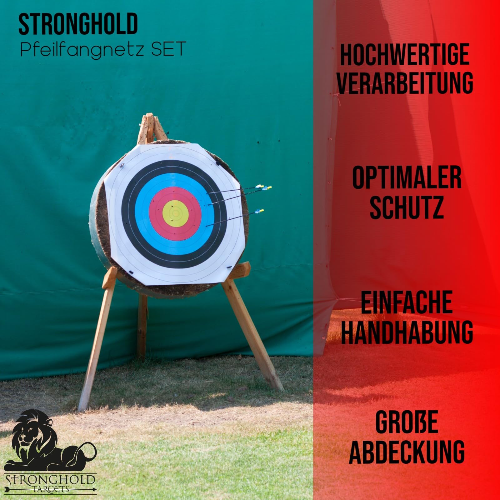 Stronghold Pfeilfangnetz, grün, 2,5X 2,9m Fangnetz | Stronghold Pfeilfangnetz Bogenschießen Professional - grün -