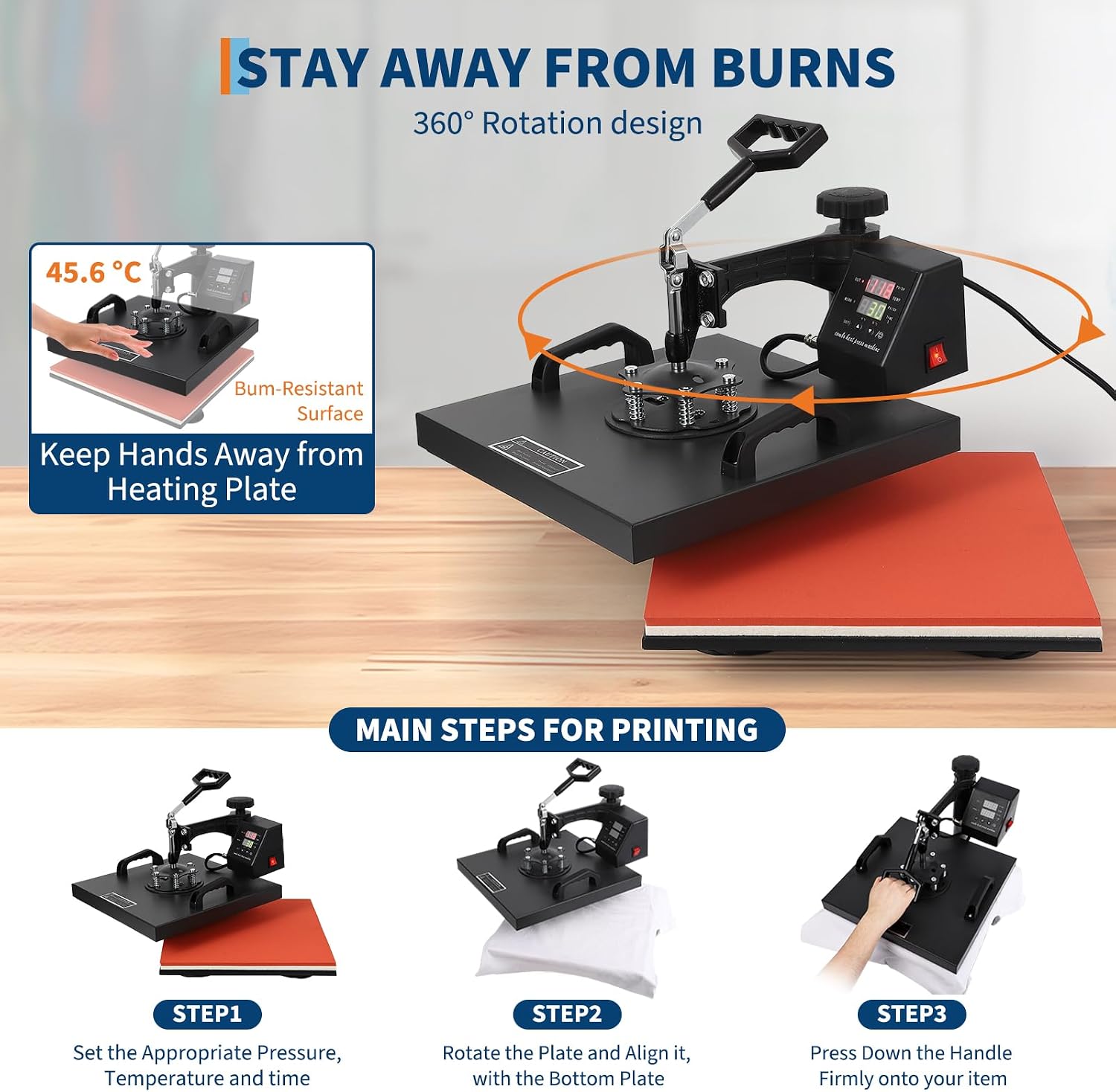 Pro 15x15 Heat Press Machine, 30 oz Tumbler Attachment, 9 in 1 Combo Tumbler Heat Press for T-Shirts, Sublimation Tumblers Glass Cans Mugs Hats, and Plates Black Red