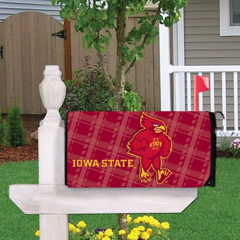 VictoryStore Outdoor Mailbox Cover - Iowa State University, Plaid, Magnetic Mailbox Cover