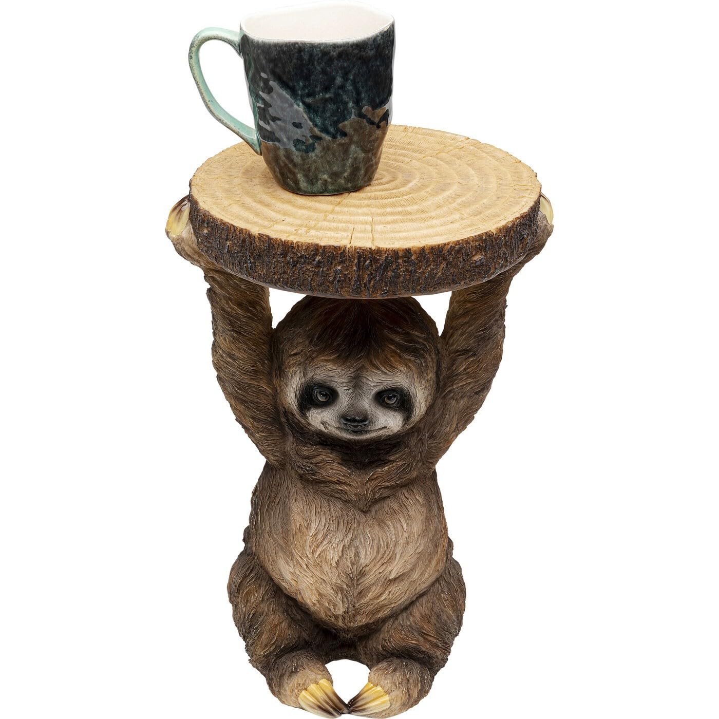 Kare Design Stolik pomocniczy Animal Sloth, brązowy, średnica 22 cm, motyw leniwca, motyw zwierzęcy, stolik do salonu, stolik kawowy, stolik nocny, stolik nocny