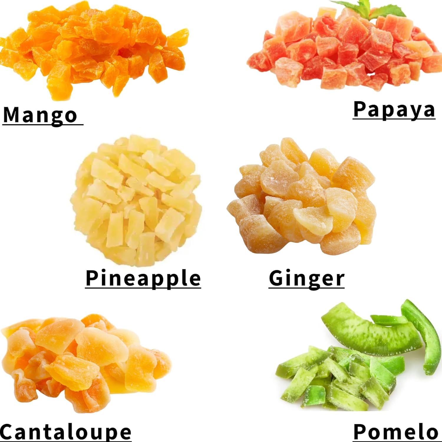 Tropical Dried Fruit Mix 11 Lbs Bulk includes Pineapple, Pomelo, Papaya, Mango, Ginger and Cantaloupe