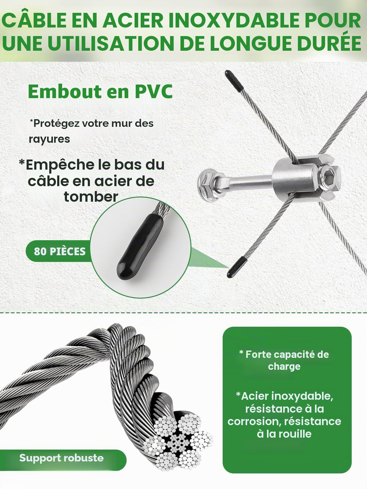 Kalolary Treillis de jardin en acier inoxydable T316 pour plantes grimpantes 45 m