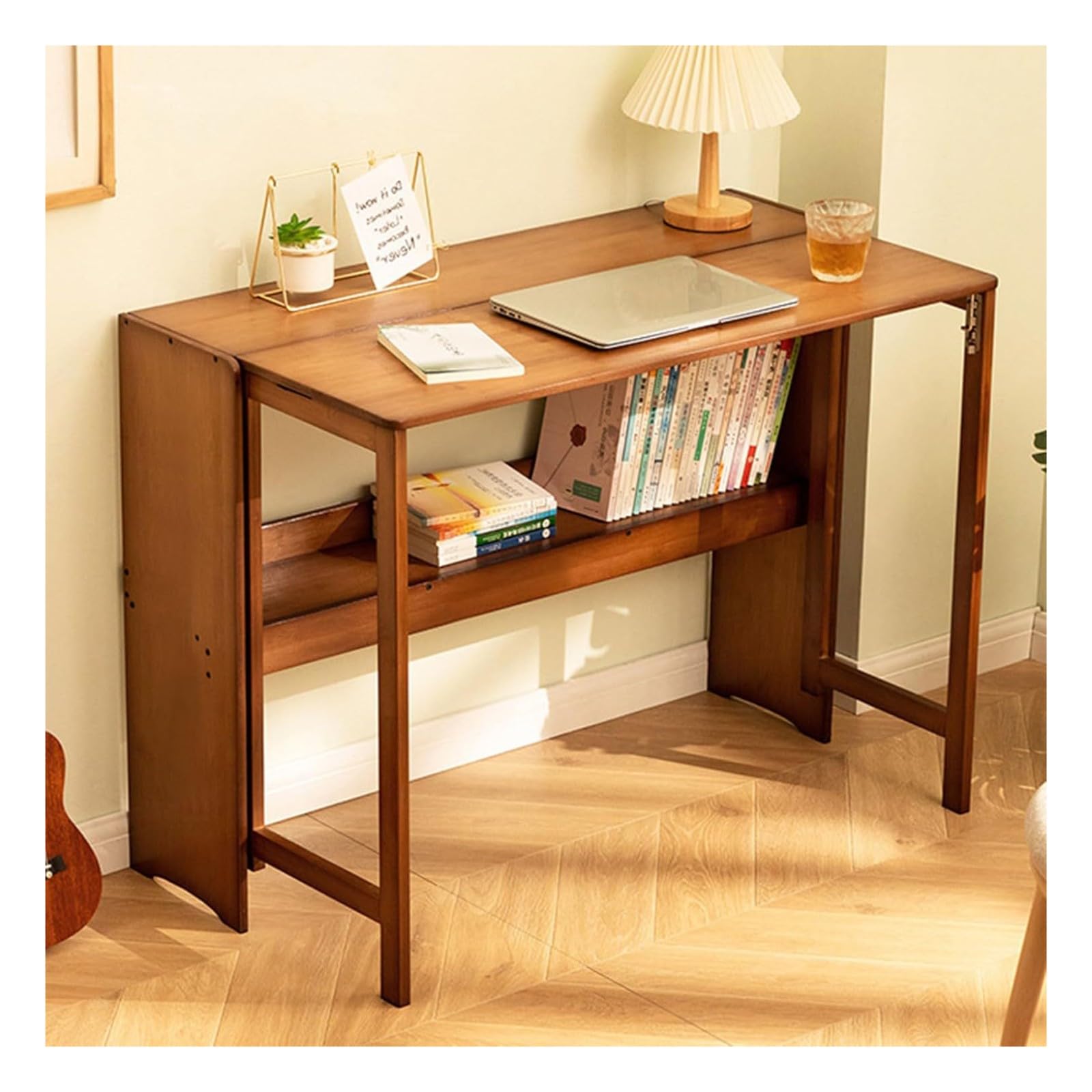 Wdsopk Brown Computer Desk Home Office Desk Portable Bamboo Folding Computer Desk - Space Saving Study Writing Table For Writing Workstation Bedroom Study Furniture（-103X54x76cm）