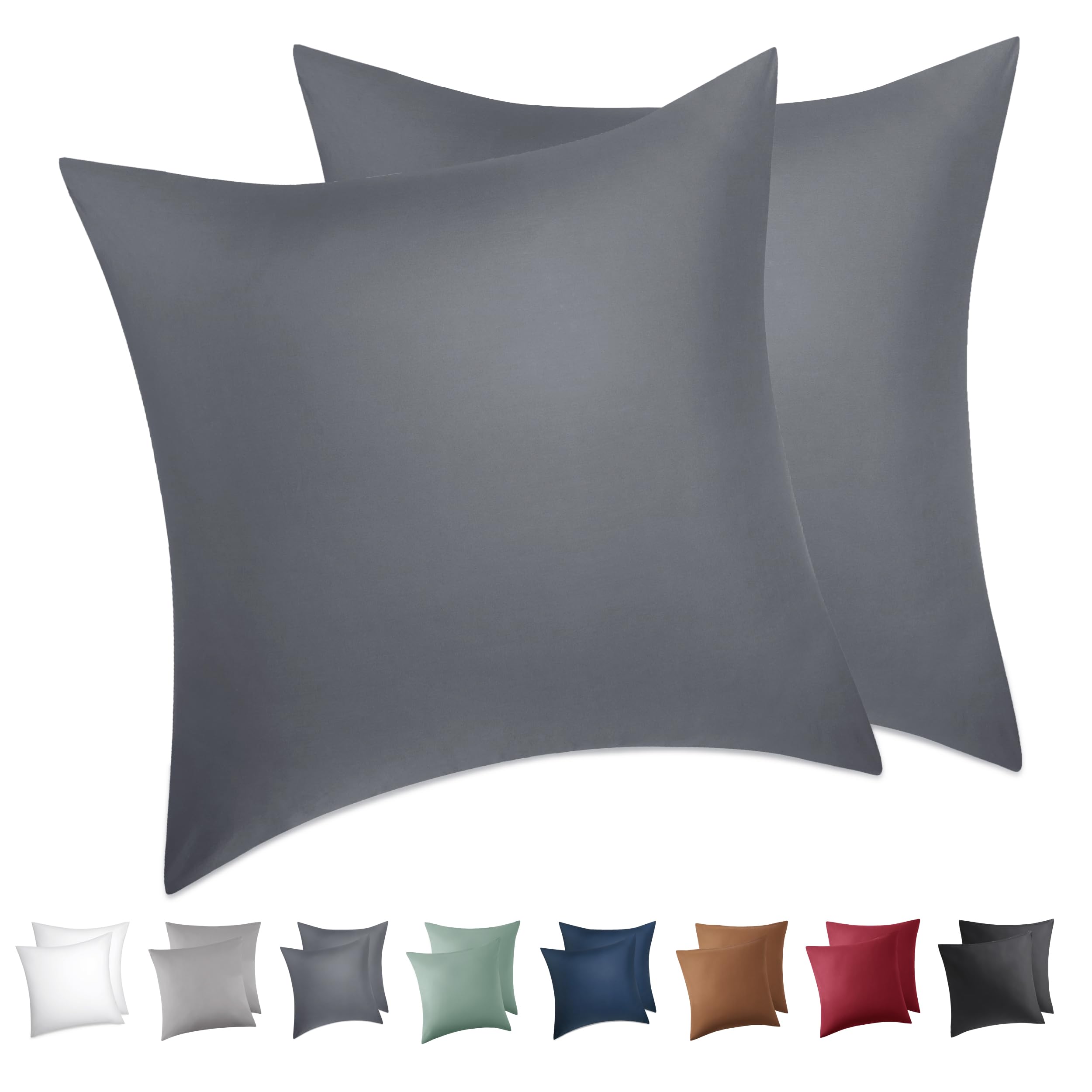 BEDSURE Zestaw 2 poszewek na poduszki 80x80 - 100% bawełna poszewka na poduszkę 80x80, poszewki z zamkiem błyskawicznym, Oeko-TEX, poszewka na poduszkę - miękka, oddychająca i trwała na łóżko, sofę