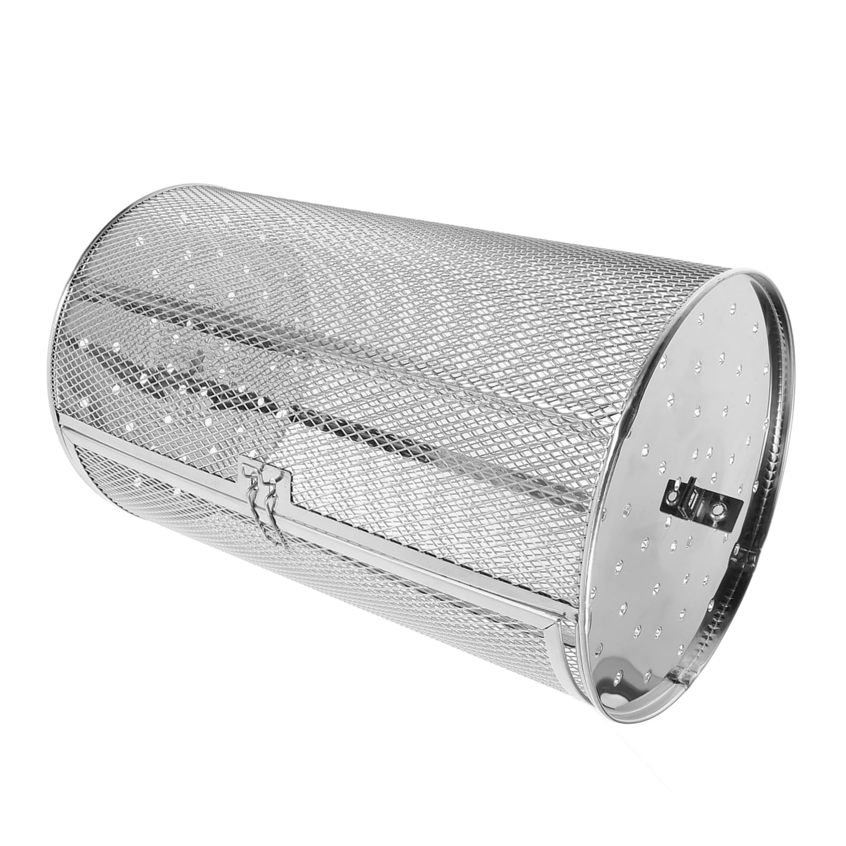 Cesta de Acero Inoxidable para Horno con Rotación Jaula Giratoria para Asar Castañas Nueces y Carne Diseño Seguro con Cierre Resistente y Práctica para Freidora de Aire y Barbacoa