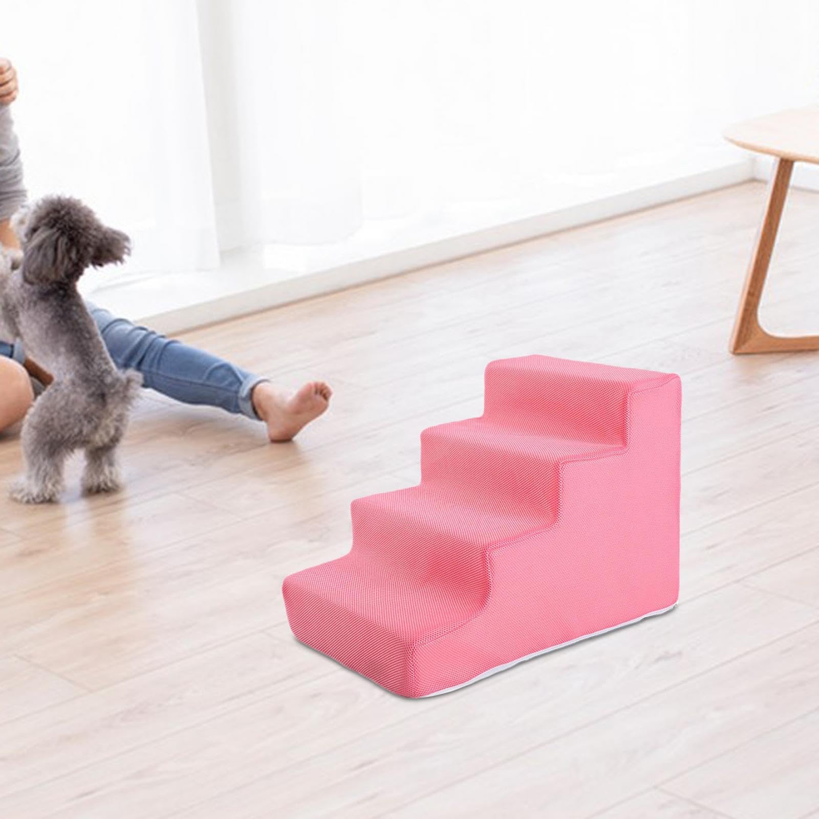 rockible Scaletta per Animali Domestici Scale per Animali Domestici Gradini per Cani Antiscivolo Rampa per Gatti per Divano Divano Letto Arrampicata in Auto, Rosa 4 passaggi